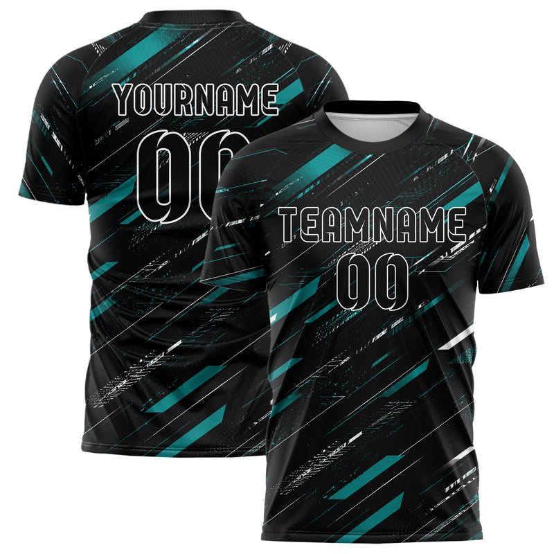 Schwarz lebendiges abstrakte Linien Speckles Line Accents Design 12-0080 individuelles Fußballtrikot main