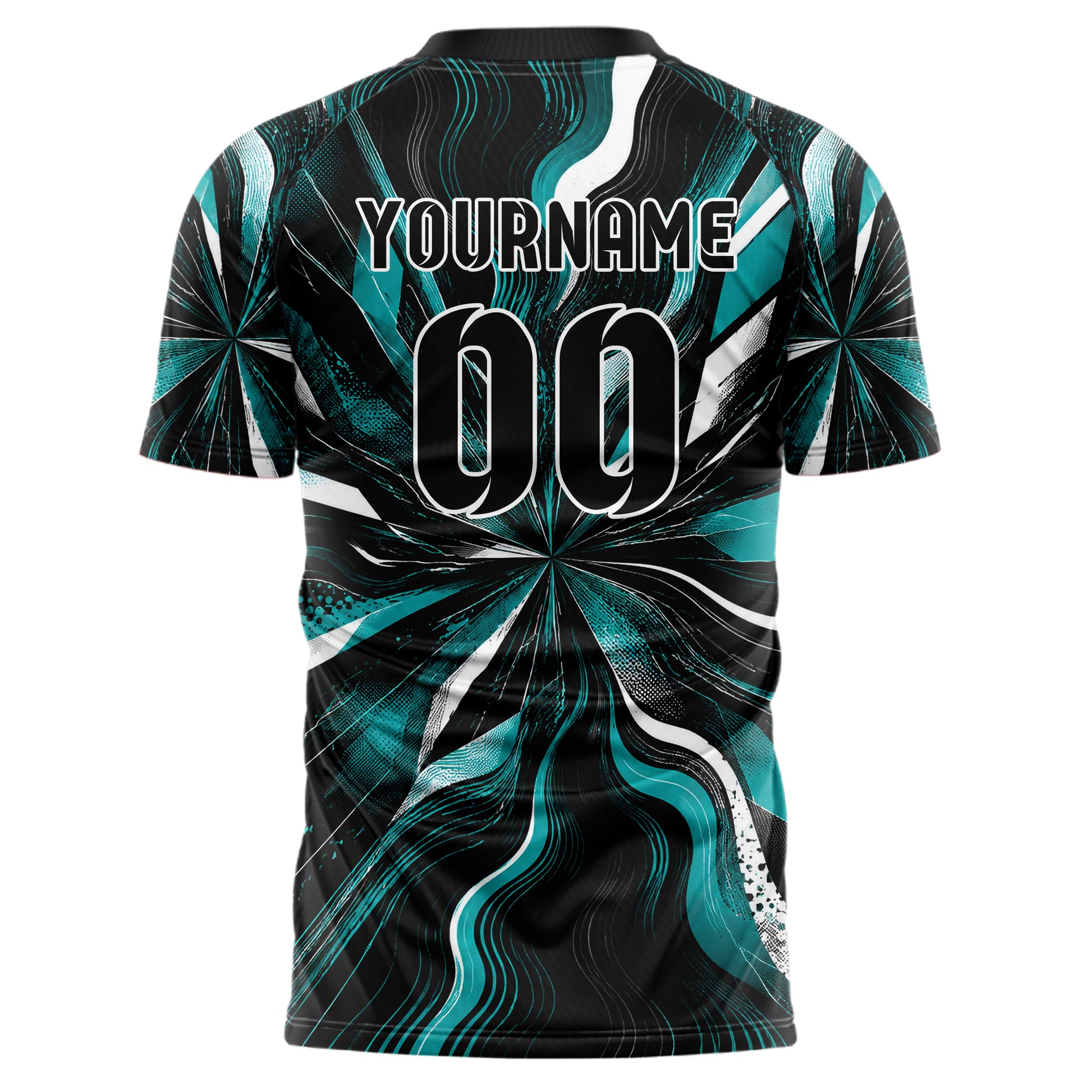 Schwarz lebendiges abstrakte Linien wavy Parallel Curves Design 12-0182 individuelles Fußballtrikot back