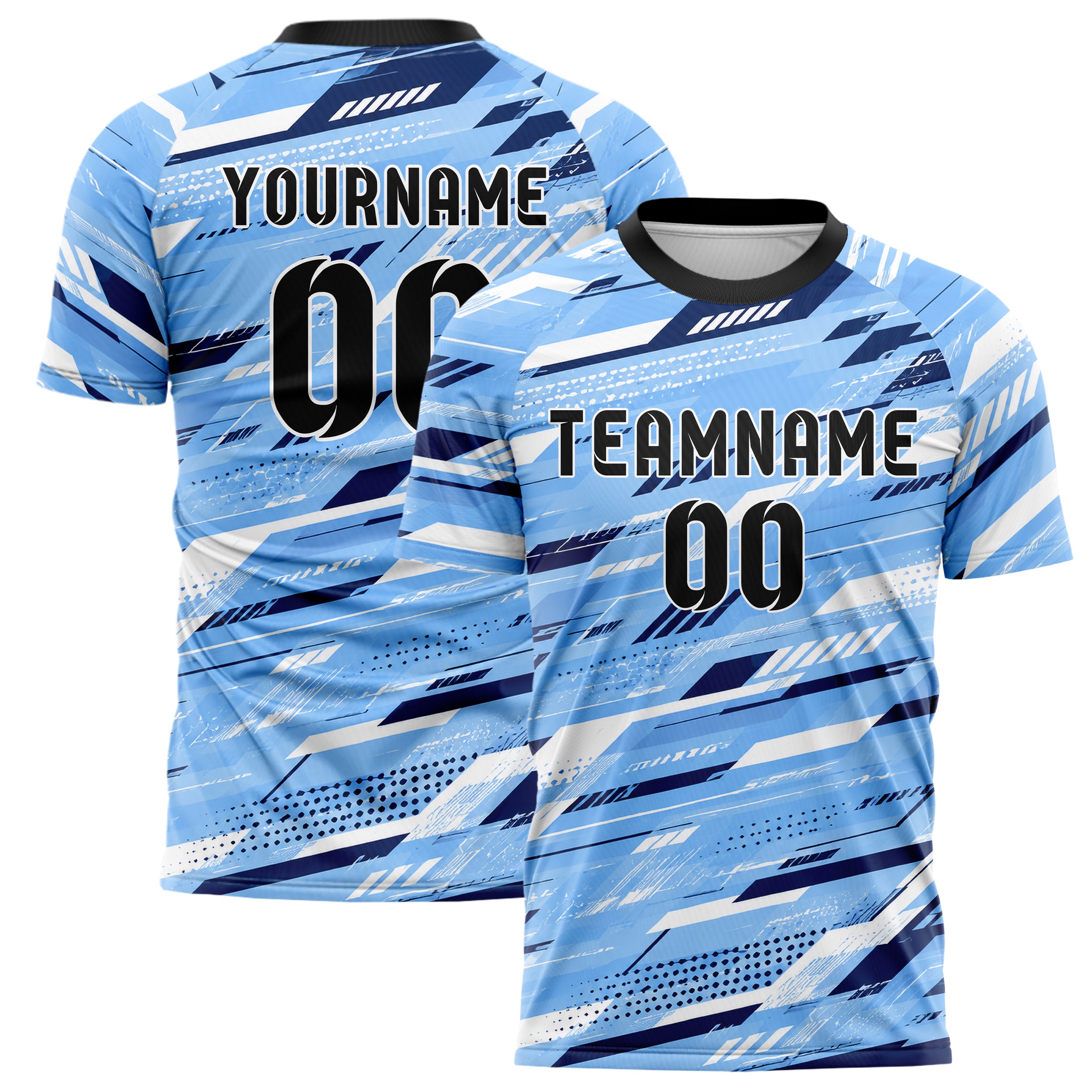 Hellblau klassisches abstrakte Linien diagonale Streamlines Design 12-0163 individuelles Fußballtrikot main