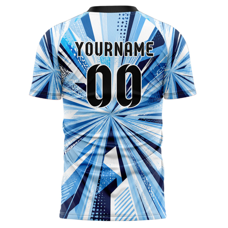 Hellblau klassisches abstrakte Linien diagonale Streamlines Design 12-0211 individuelles Fußballtrikot back