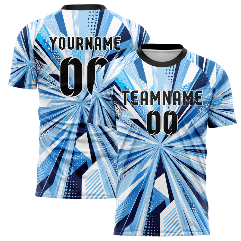 Hellblau klassisches abstrakte Linien diagonale Streamlines Design 12-0211 individuelles Fußballtrikot main