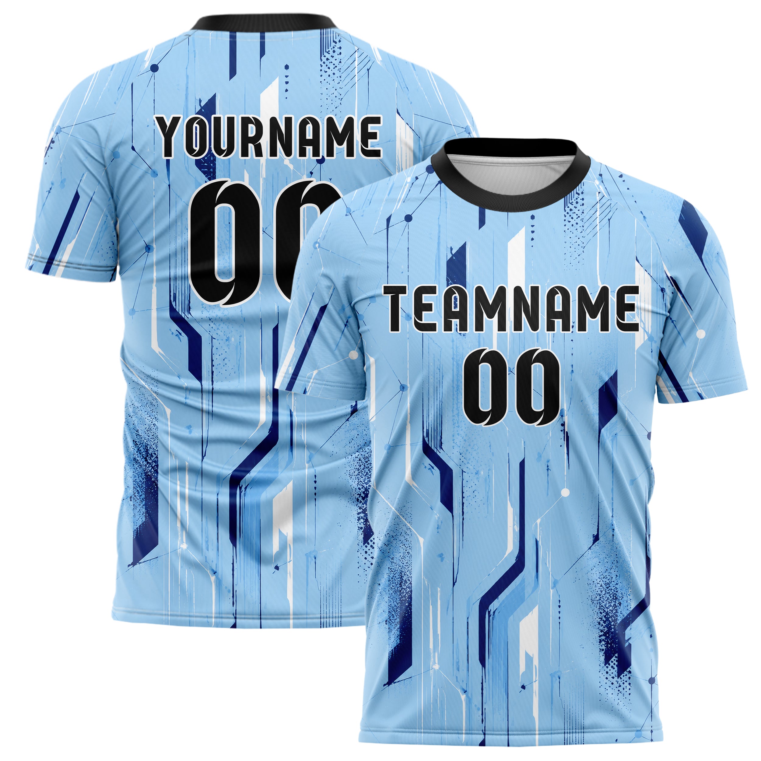 Hellblau klassisches abstrakte Linien Network Web Design 12-0223 individuelles Fußballtrikot main