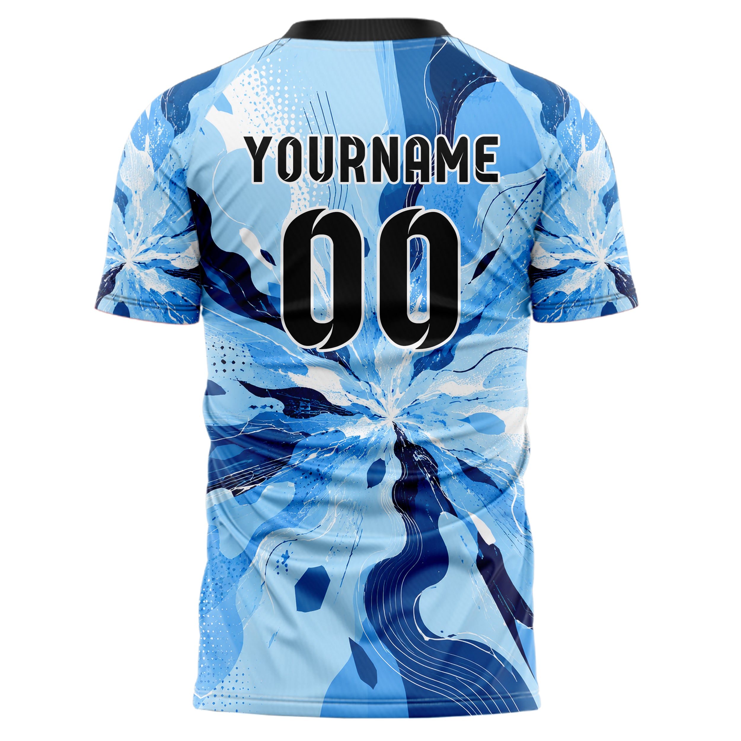 Hellblau klassisches abstrakte Linien Organic Blobs Outline Design 12-0100 individuelles Fußballtrikot back