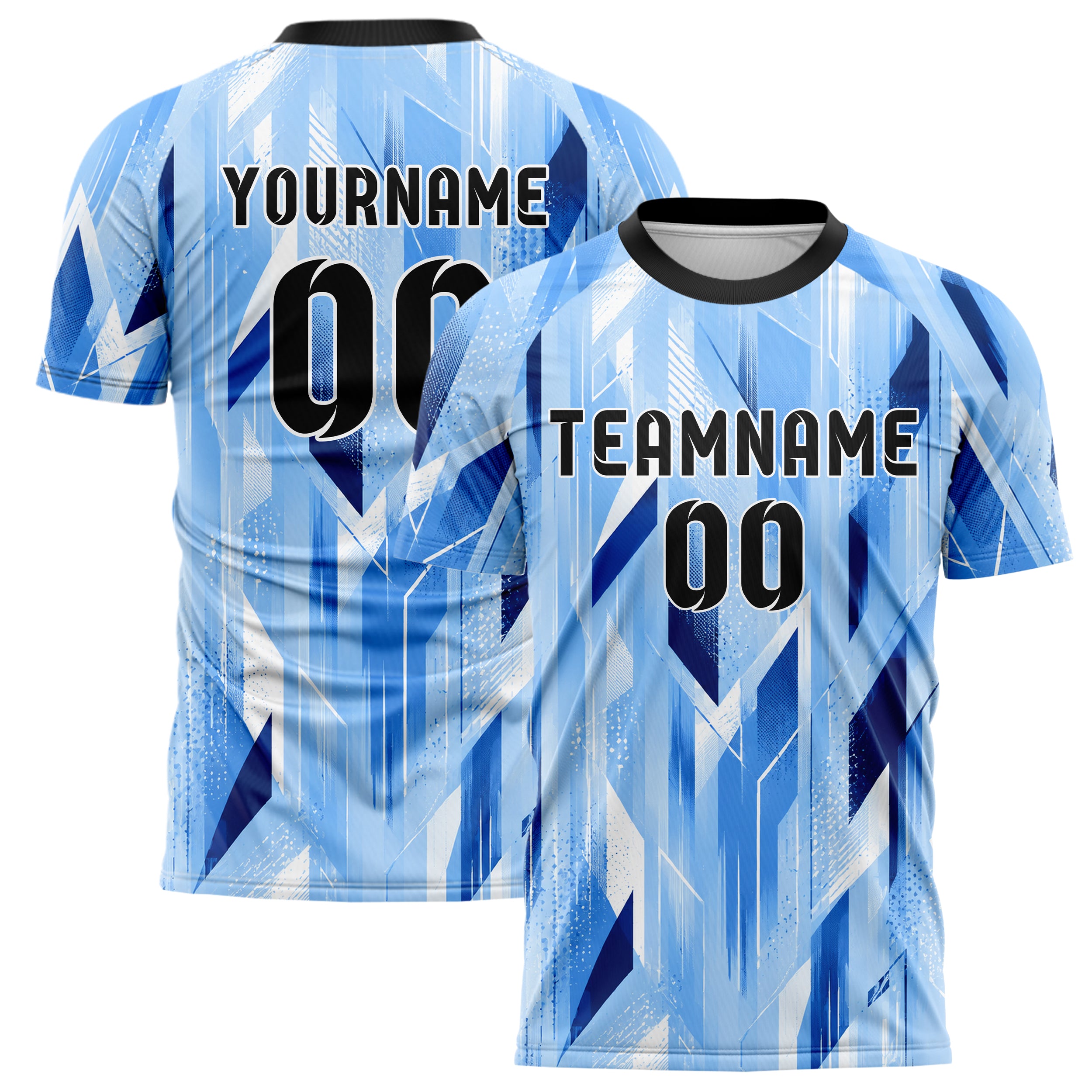 Hellblau klassisches abstrakte Linien Polygon Shards Design 12-0298 individuelles Fußballtrikot main