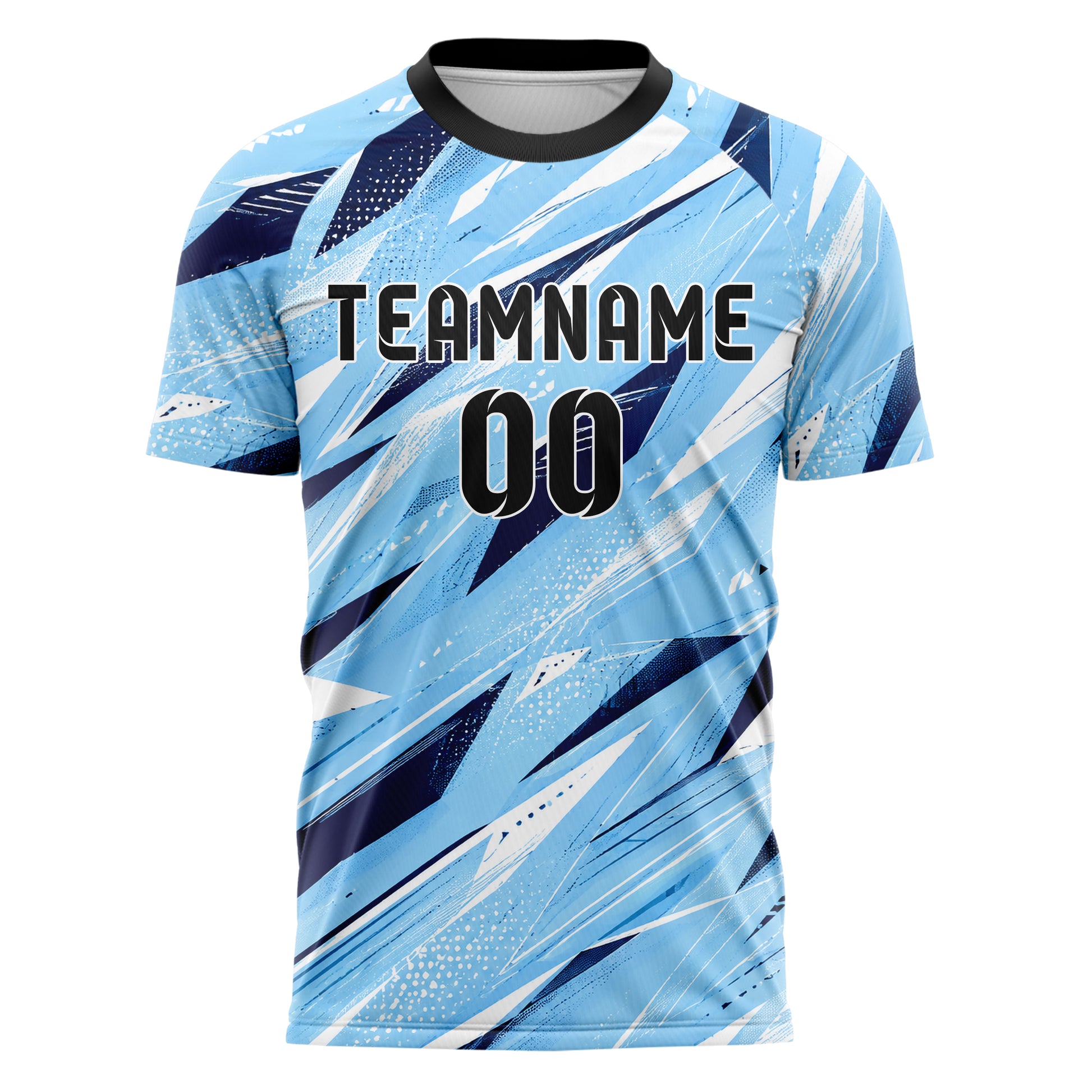 Hellblau klassisches abstrakte Linien Polygon Shards Design 12-0514 individuelles Fußballtrikot front
