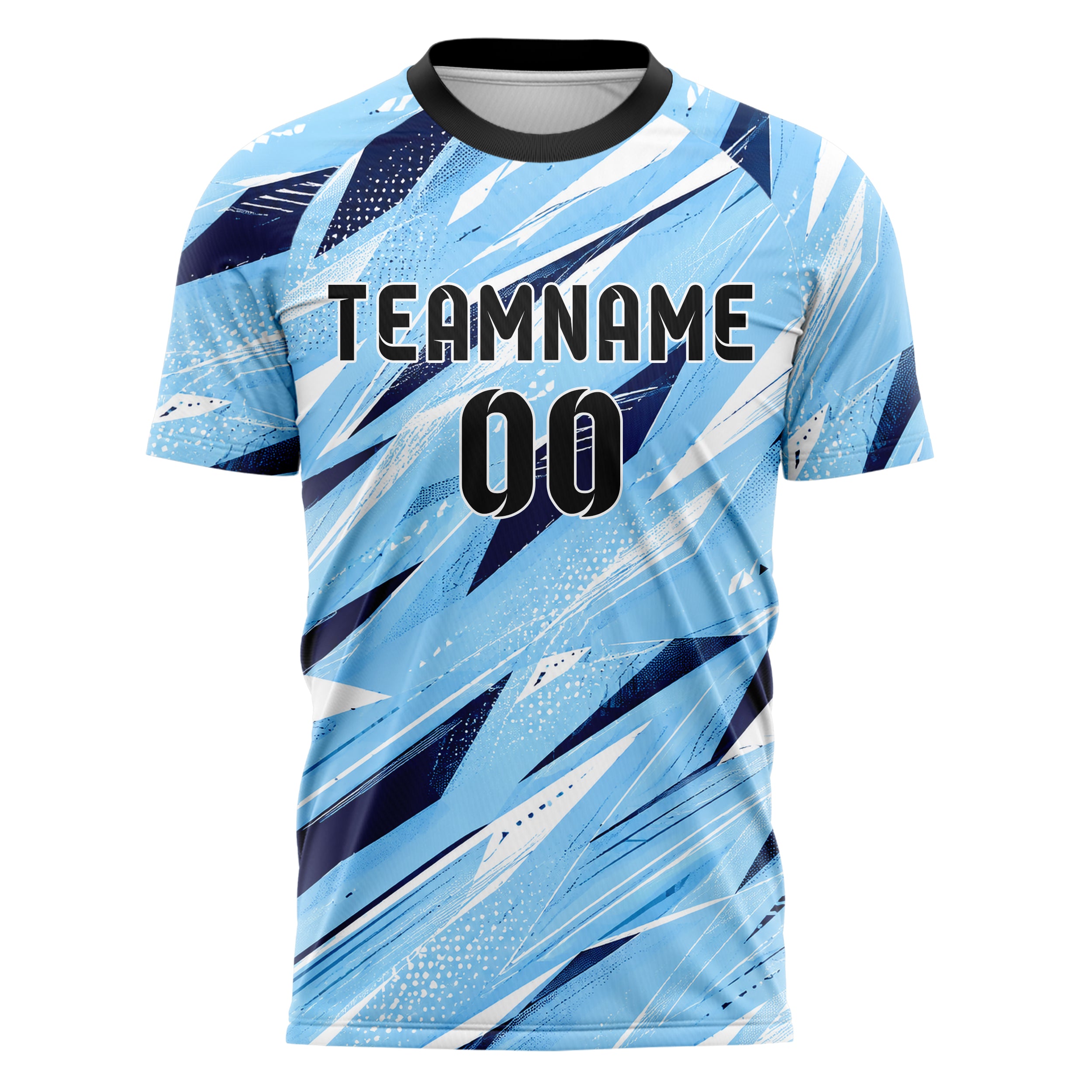 Hellblau klassisches abstrakte Linien Polygon Shards Design 12-0514 individuelles Fußballtrikot front