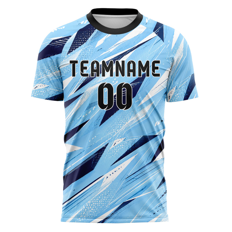Hellblau klassisches abstrakte Linien Polygon Shards Design 12-0514 individuelles Fußballtrikot front
