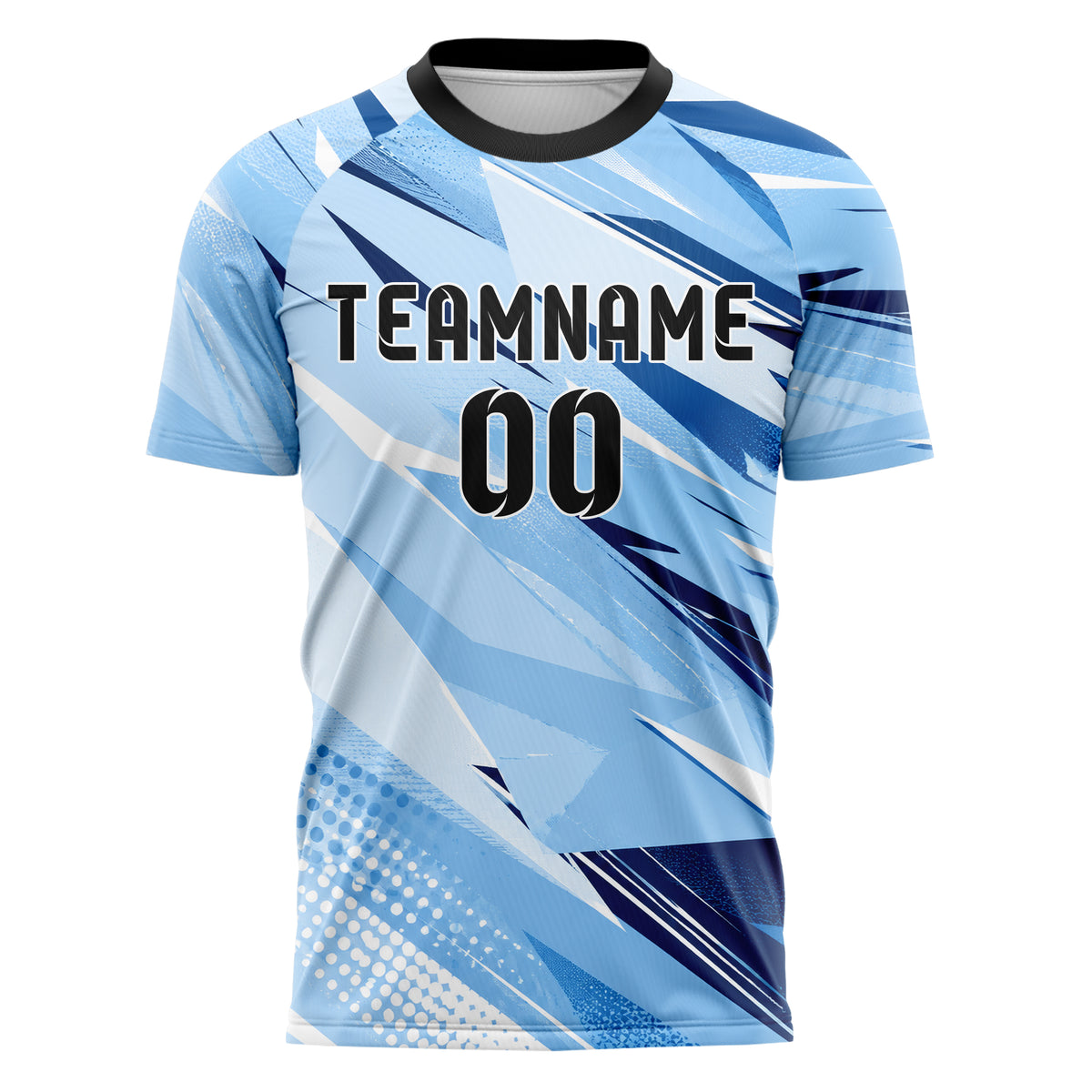 Hellblau klassisches abstrakte Linien Polygon Shards Design 12-0562 individuelles Fußballtrikot front