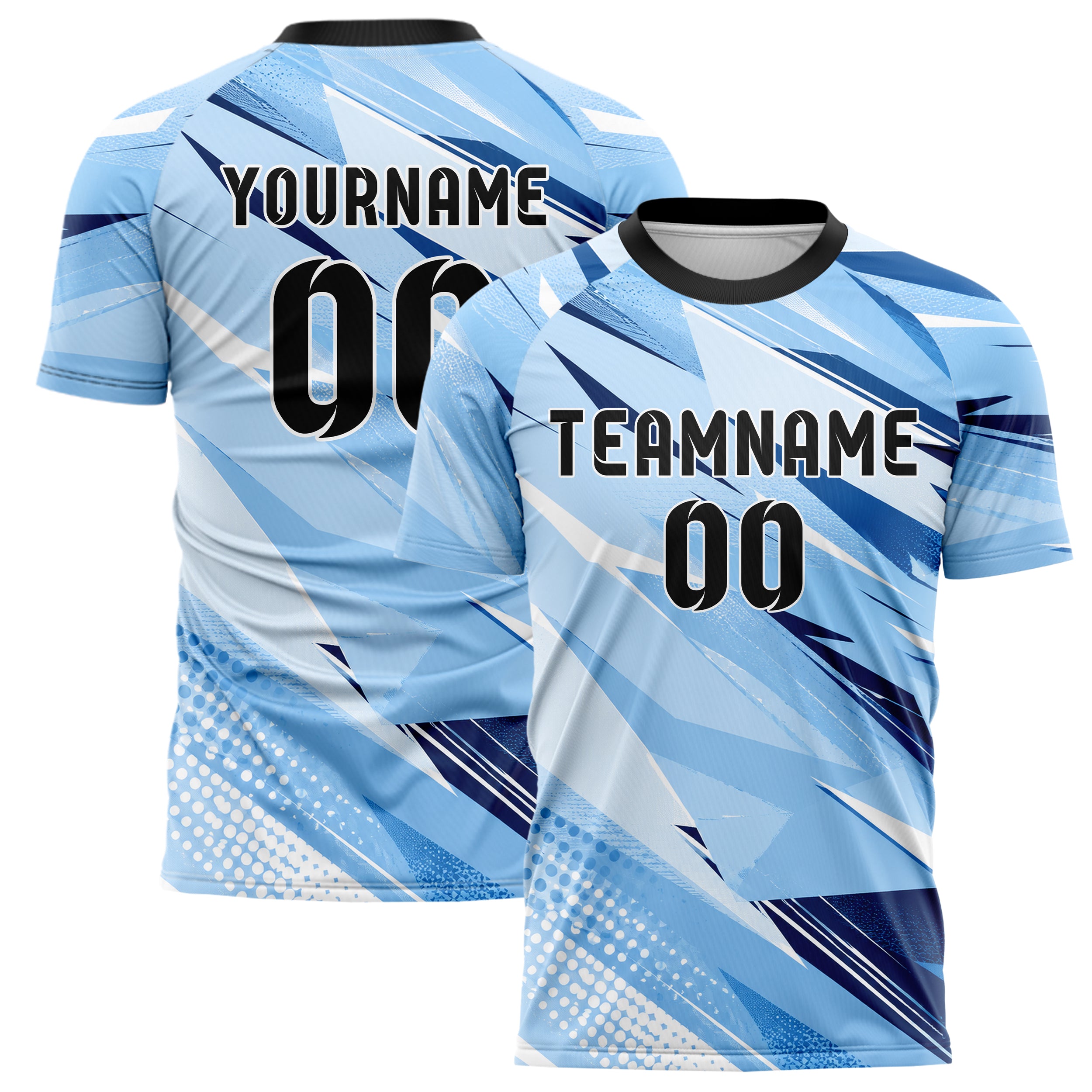 Hellblau klassisches abstrakte Linien Polygon Shards Design 12-0562 individuelles Fußballtrikot main