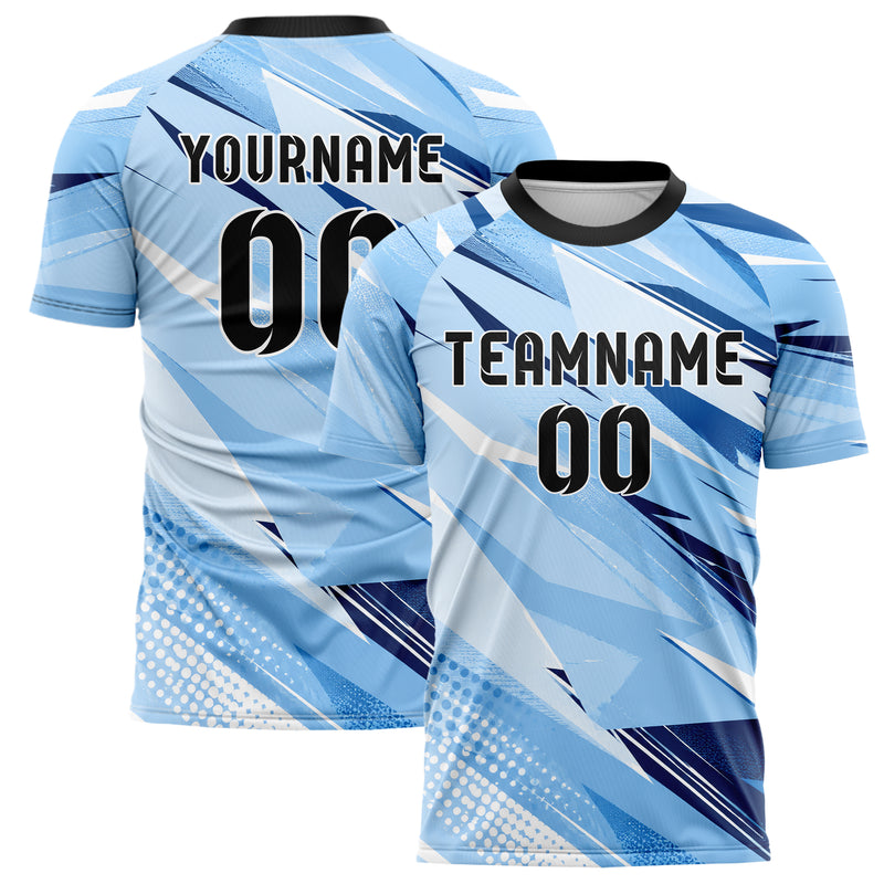 Hellblau klassisches abstrakte Linien Polygon Shards Design 12-0562 individuelles Fußballtrikot main