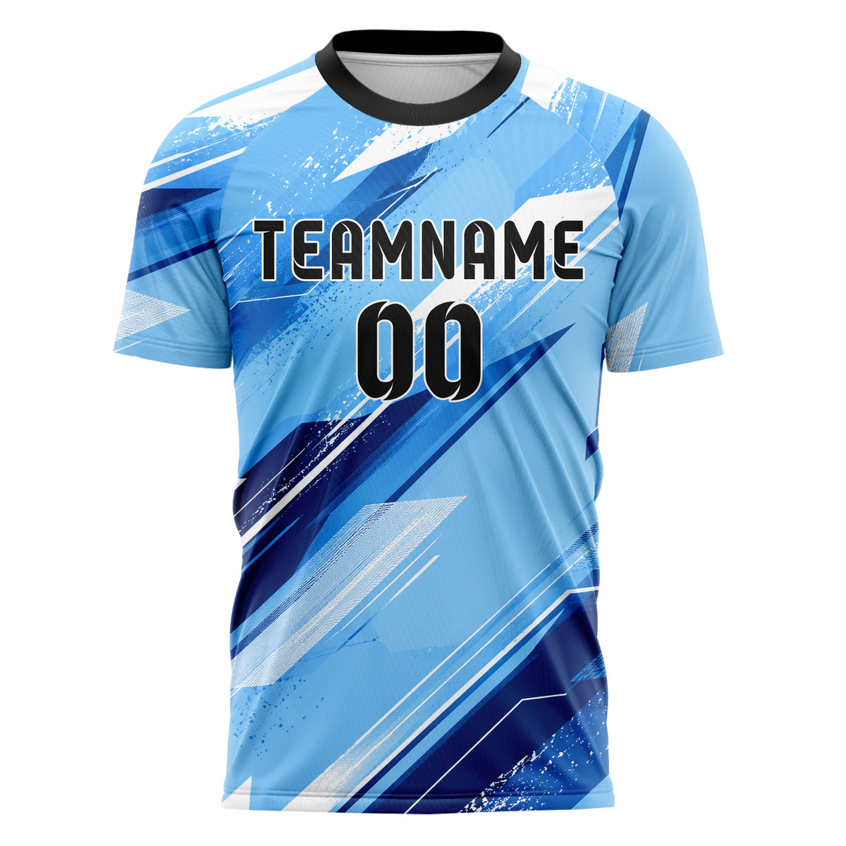 Hellblau klassisches abstrakte Linien Speckles Line Accents Design 12-0136 individuelles Fußballtrikot front
