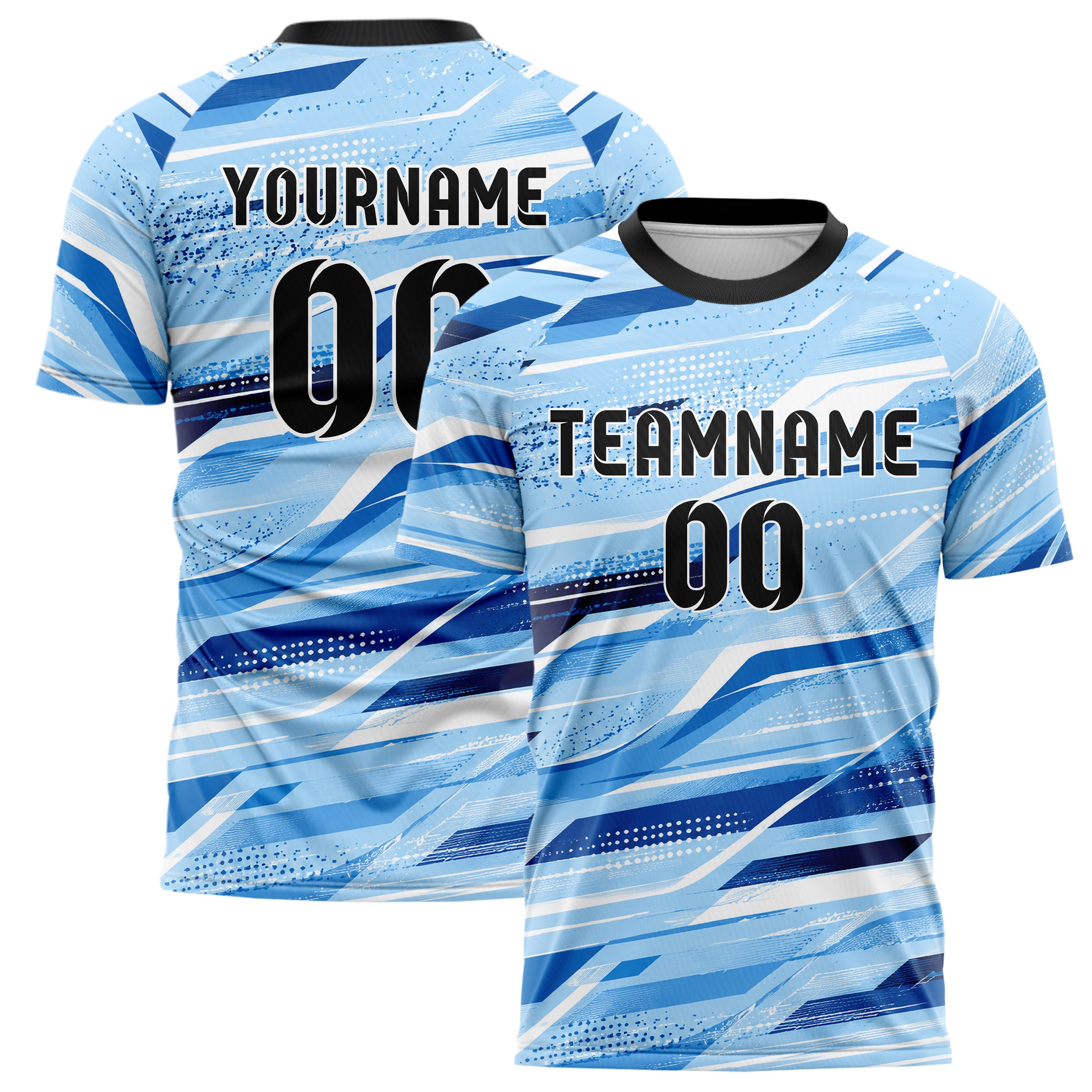 Hellblau klassisches abstrakte Linien Speckles Line Accents Design 12-0160 individuelles Fußballtrikot main