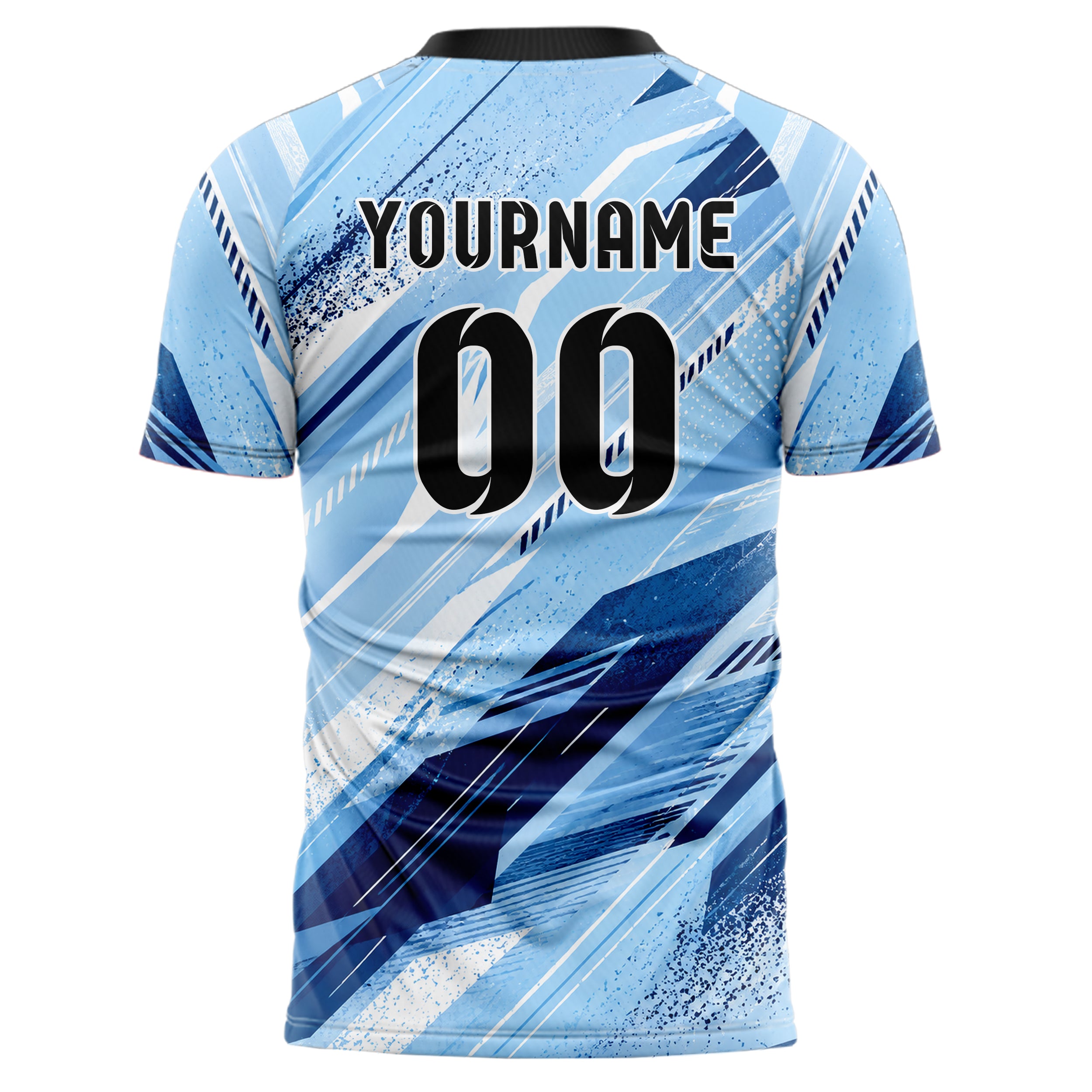 Hellblau klassisches abstrakte Linien Speckles Line Accents Design 12-0256 individuelles Fußballtrikot back