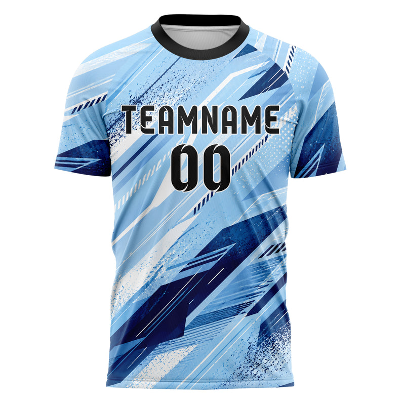 Hellblau klassisches abstrakte Linien Speckles Line Accents Design 12-0256 individuelles Fußballtrikot front