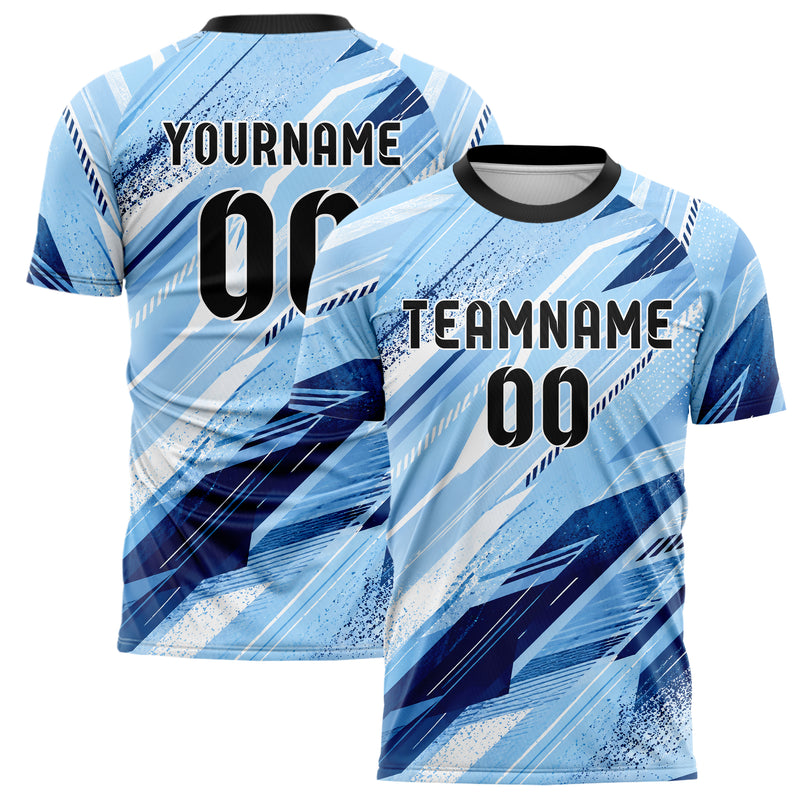Hellblau klassisches abstrakte Linien Speckles Line Accents Design 12-0256 individuelles Fußballtrikot main
