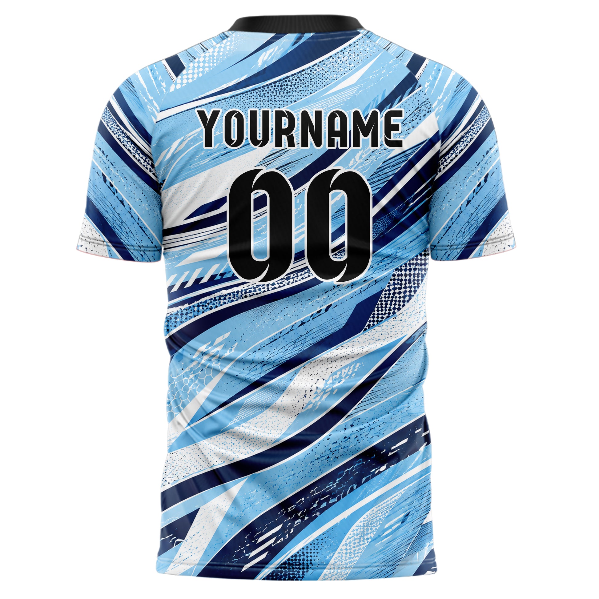 Hellblau klassisches abstrakte Linien wavy Parallel Curves Design 12-0550 individuelles Fußballtrikot back