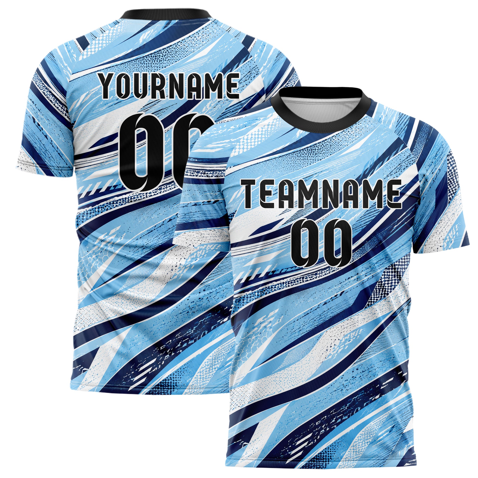 Hellblau klassisches abstrakte Linien wavy Parallel Curves Design 12-0550 individuelles Fußballtrikot main