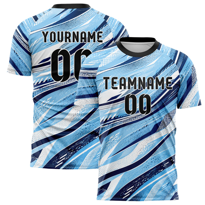 Hellblau klassisches abstrakte Linien wavy Parallel Curves Design 12-0550 individuelles Fußballtrikot main