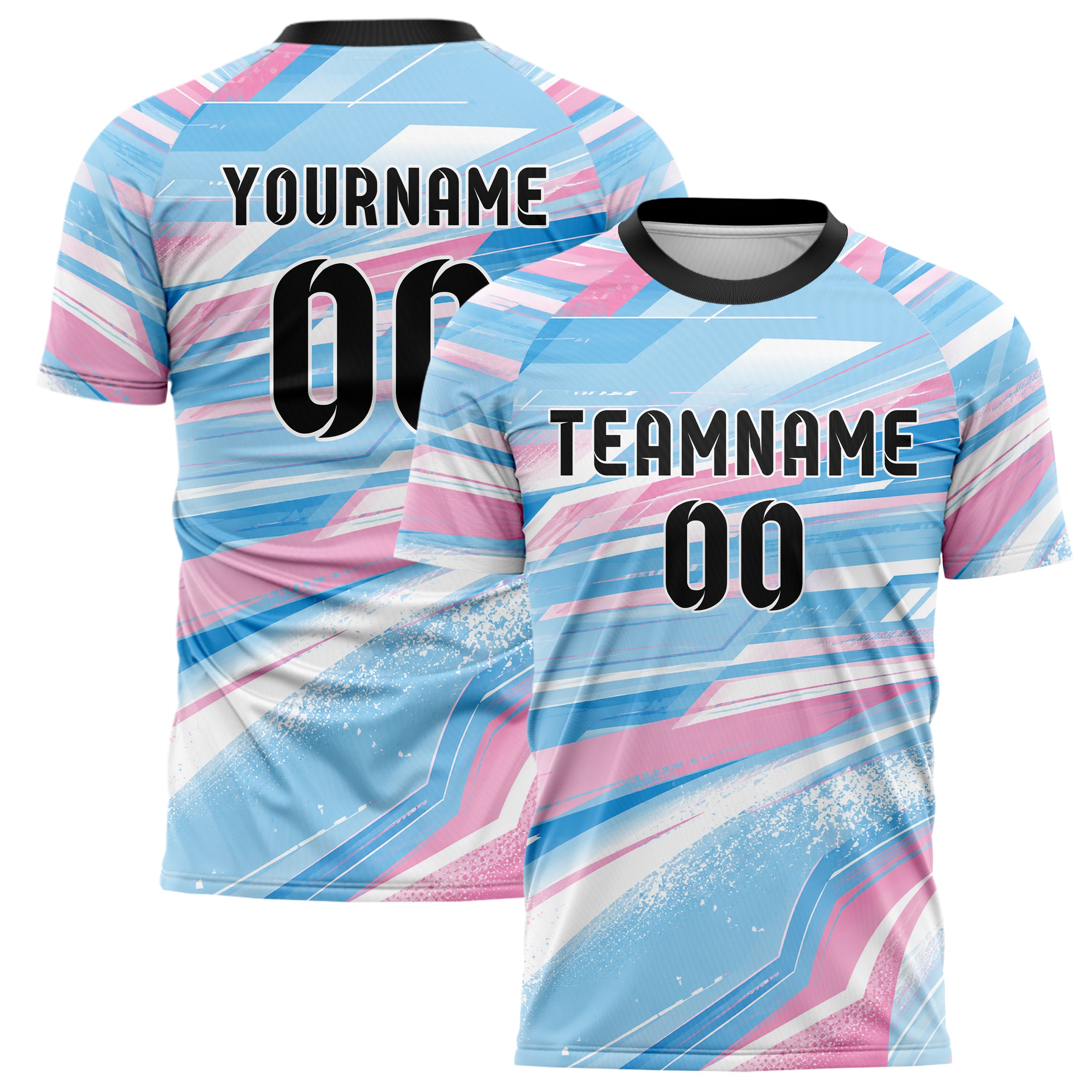 Himmelblau pastelliges abstrakte Linien asymmetrische Vector Panels Design 12-0065 individuelles Fußballtrikot main