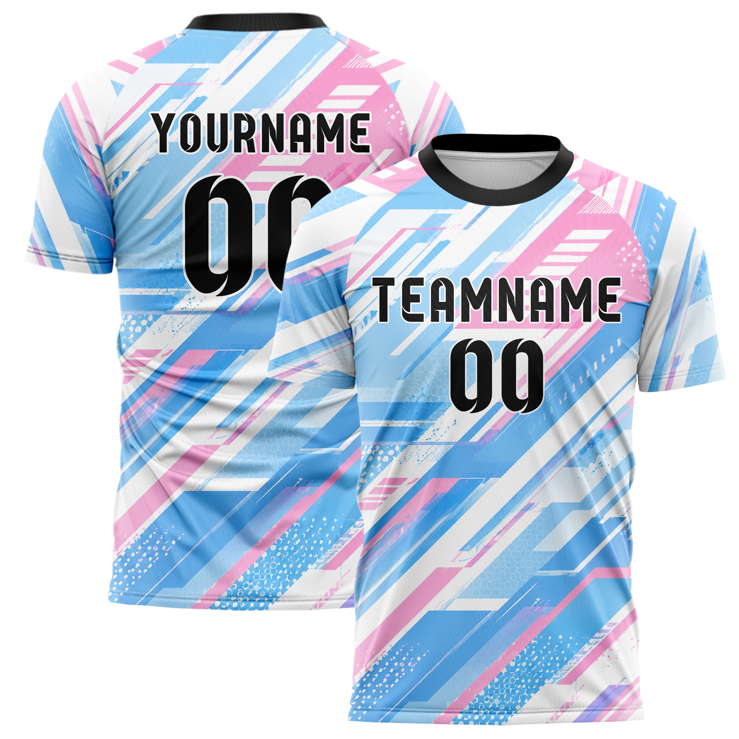 Himmelblau pastelliges abstrakte Linien asymmetrische Vector Panels Design 12-0113 individuelles Fußballtrikot main