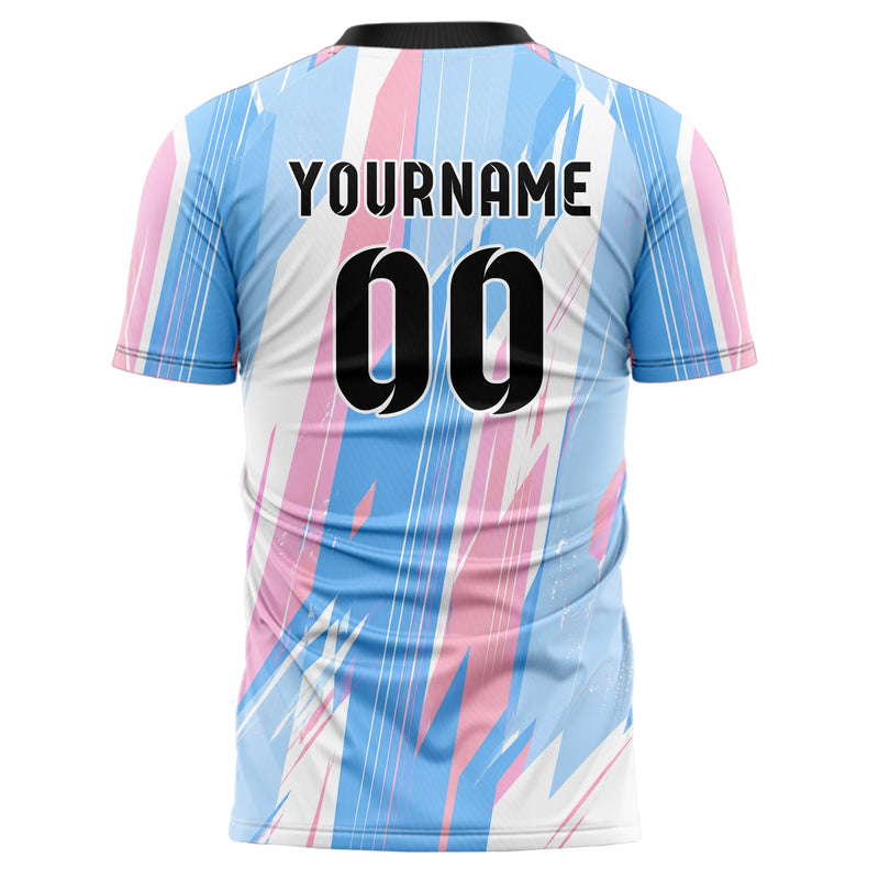 Himmelblau pastelliges abstrakte Linien diagonale Streamlines Design 12-0419 individuelles Fußballtrikot back