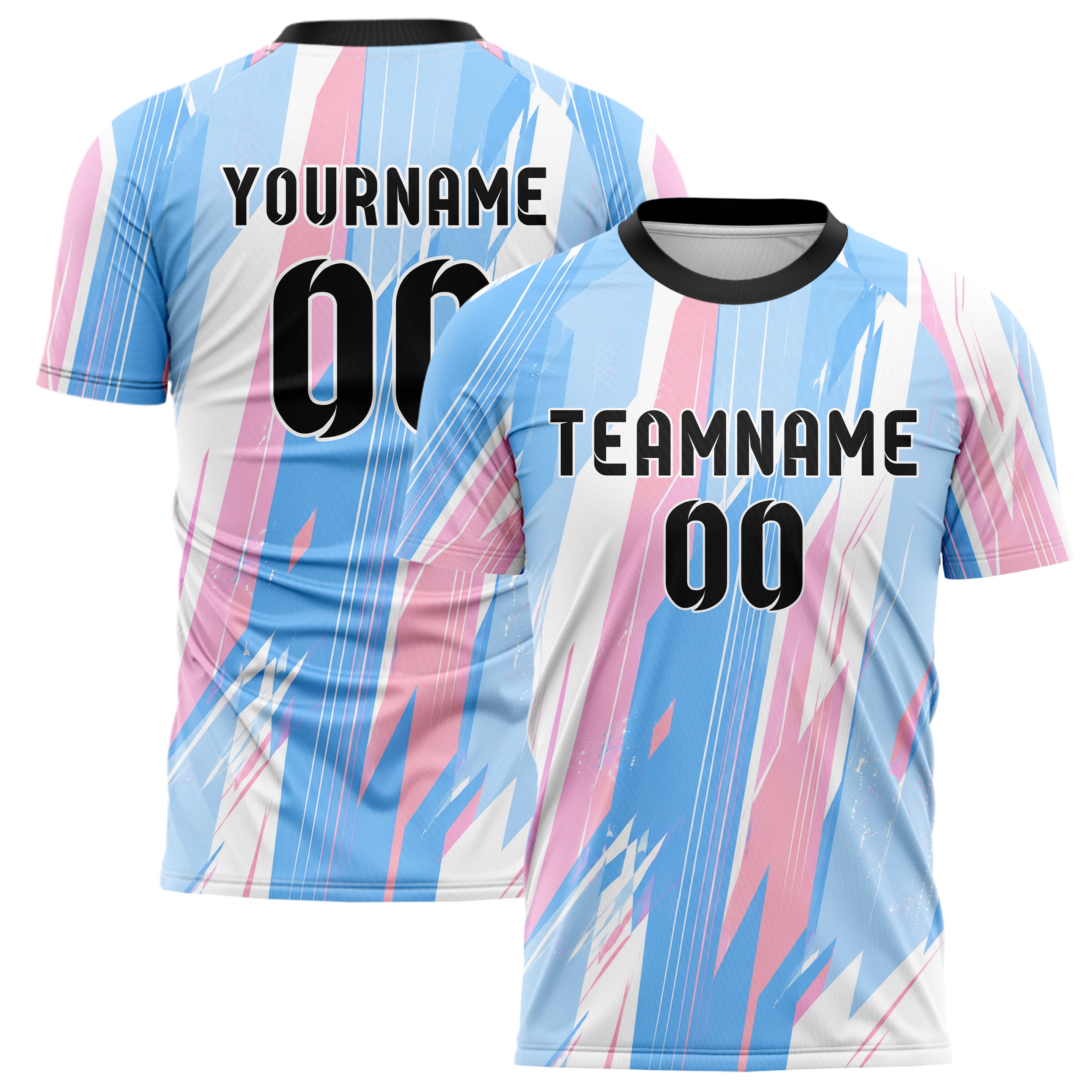 Himmelblau pastelliges abstrakte Linien diagonale Streamlines Design 12-0419 individuelles Fußballtrikot main