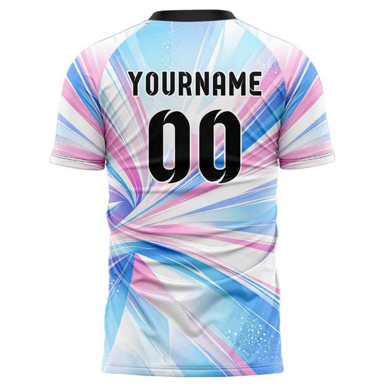 Himmelblau pastelliges abstrakte Linien diagonale Streamlines Design 12-0491 individuelles Fußballtrikot back