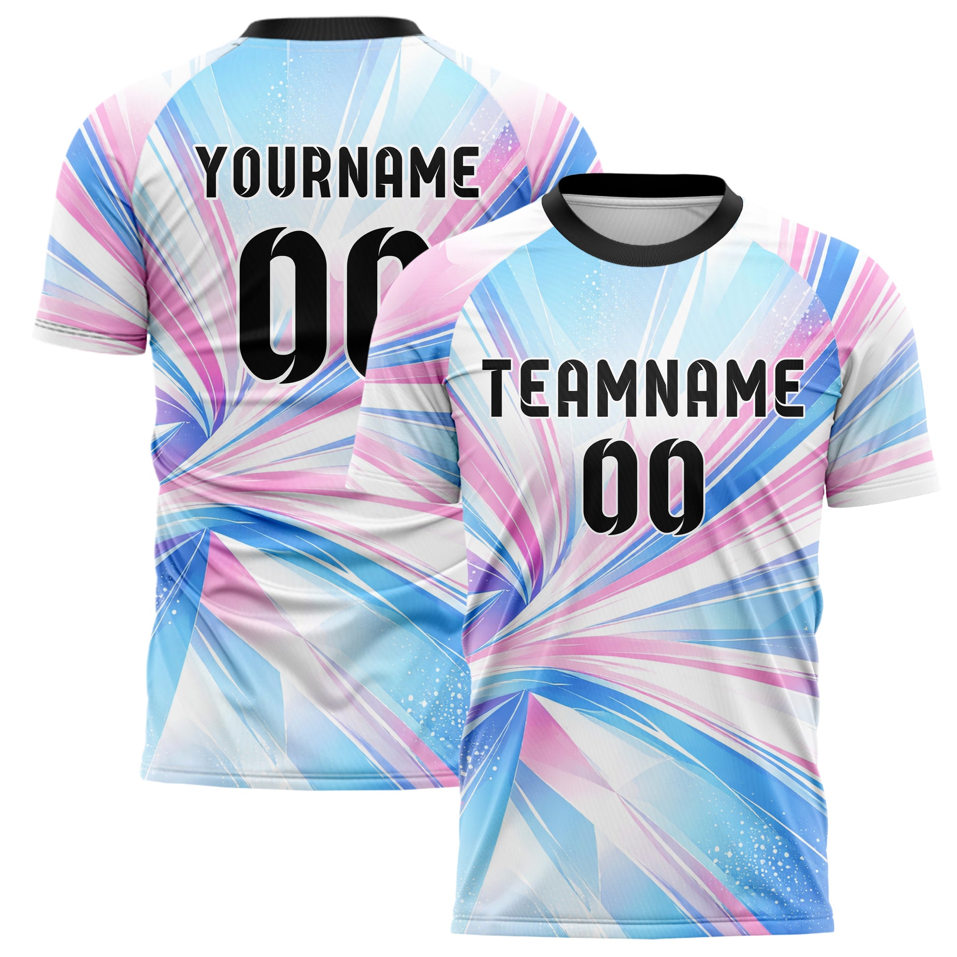 Himmelblau pastelliges abstrakte Linien diagonale Streamlines Design 12-0491 individuelles Fußballtrikot main