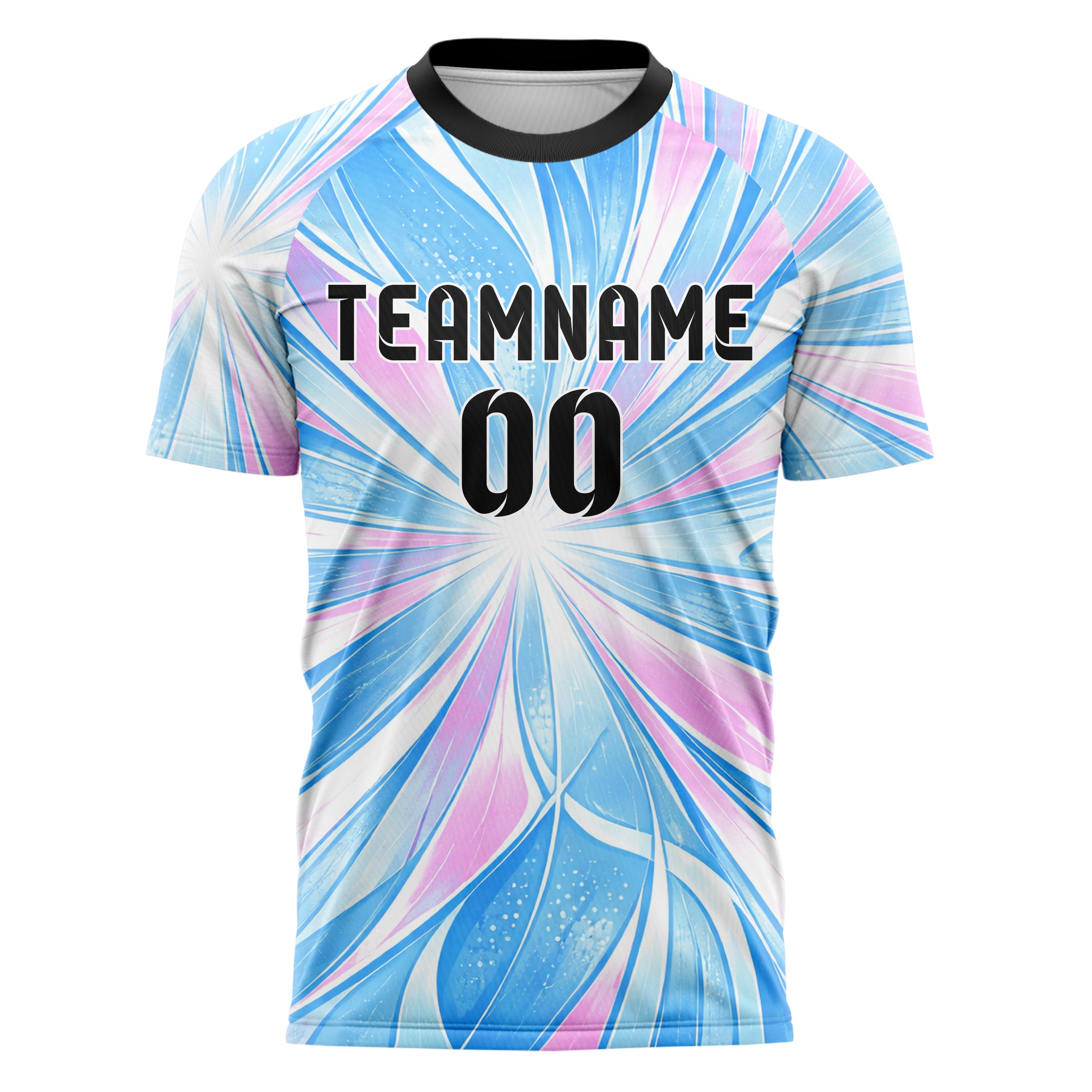 Himmelblau pastelliges abstrakte Linien Network Web Design 12-0023 individuelles Fußballtrikot front