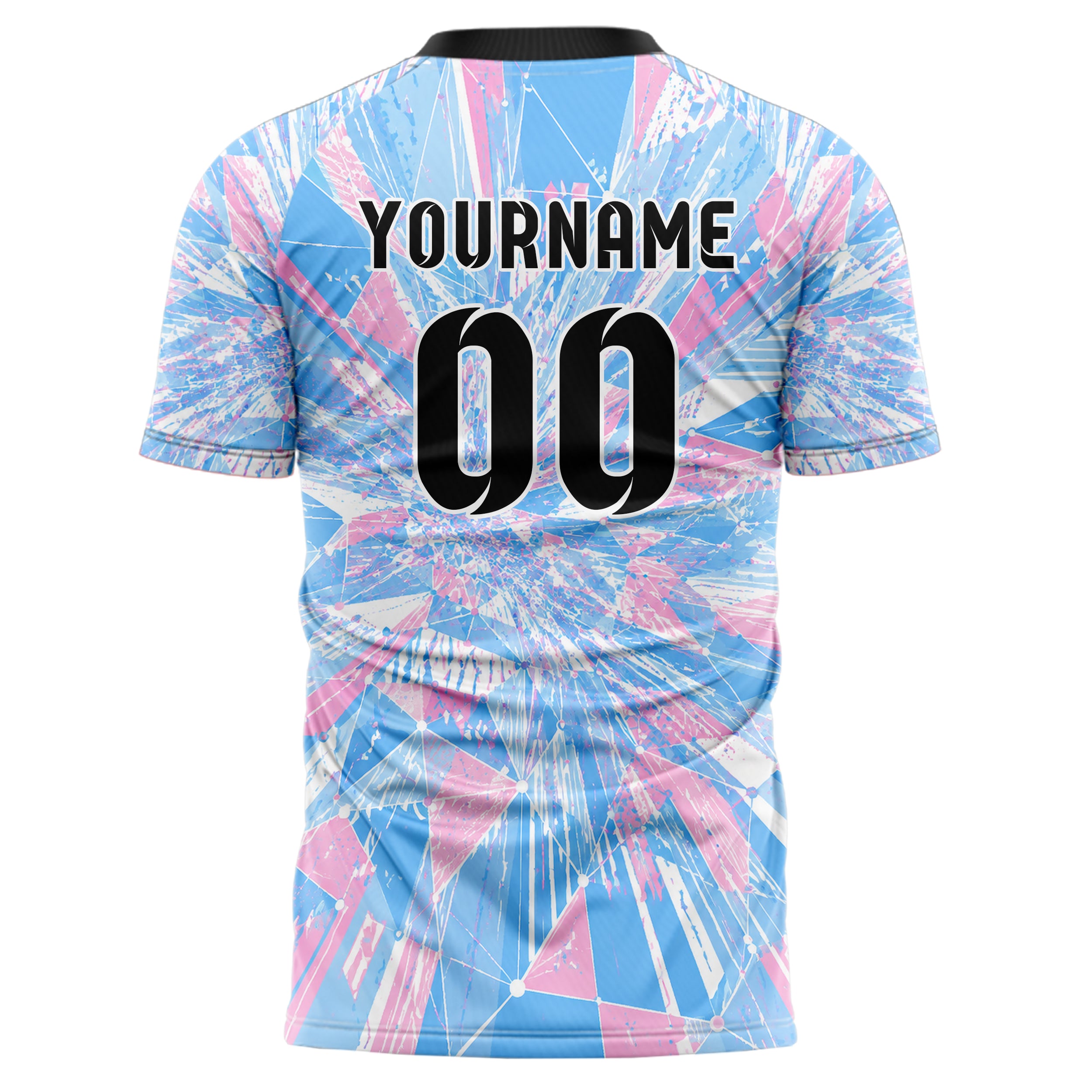 Himmelblau pastelliges abstrakte Linien Network Web Design 12-0095 individuelles Fußballtrikot back