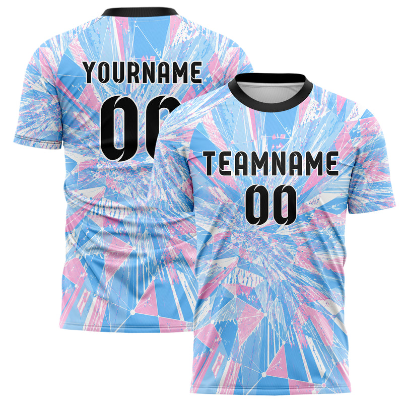 Himmelblau pastelliges abstrakte Linien Network Web Design 12-0095 individuelles Fußballtrikot main