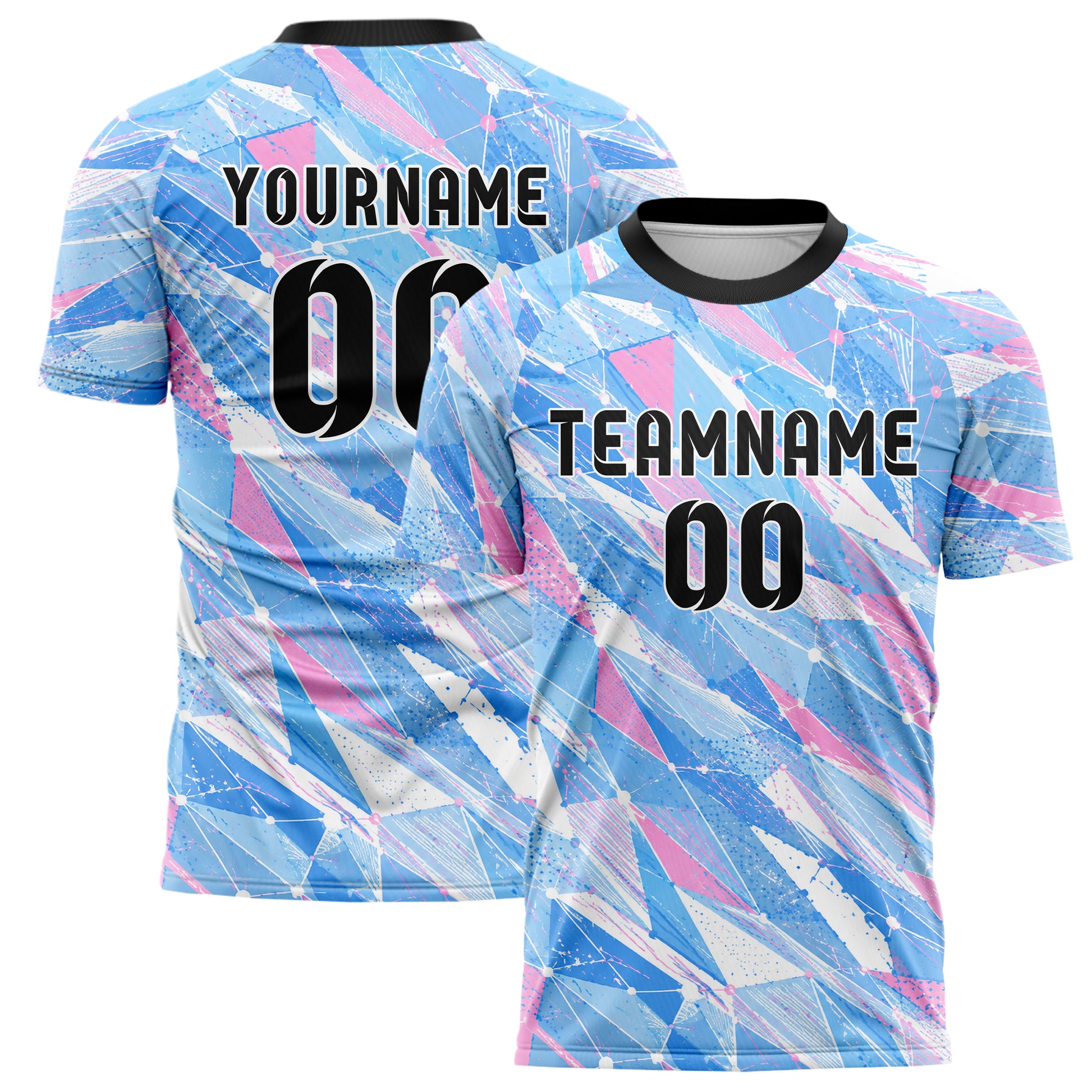 Himmelblau pastelliges abstrakte Linien Network Web Design 12-0599 individuelles Fußballtrikot main