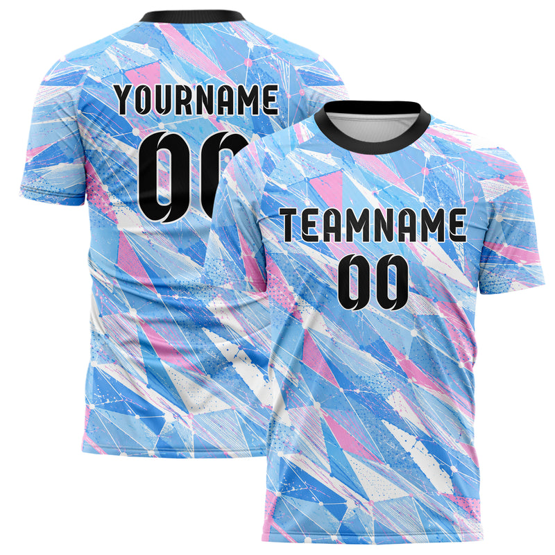 Himmelblau pastelliges abstrakte Linien Network Web Design 12-0599 individuelles Fußballtrikot main