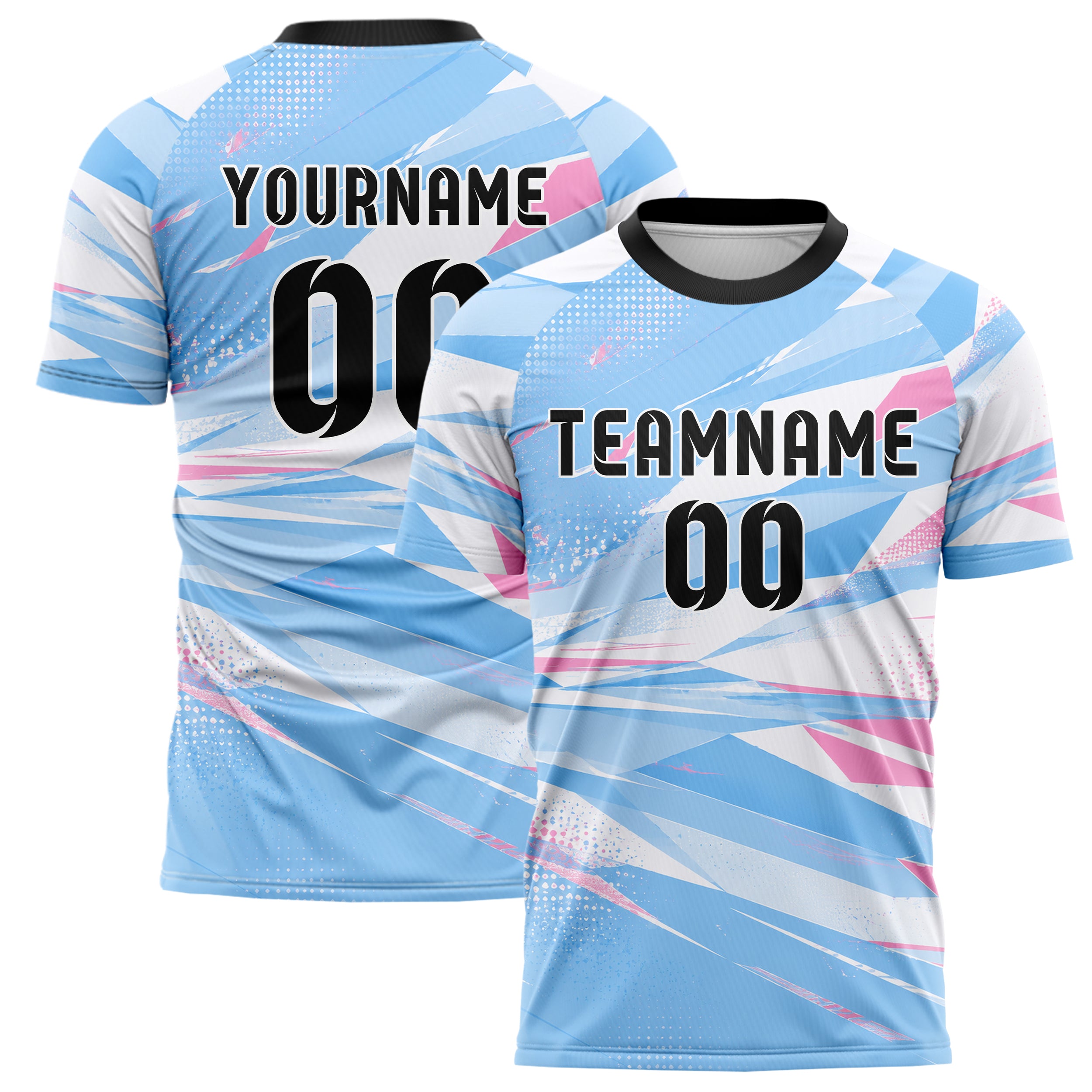 Himmelblau pastelliges abstrakte Linien Polygon Shards Design 12-0482 individuelles Fußballtrikot main