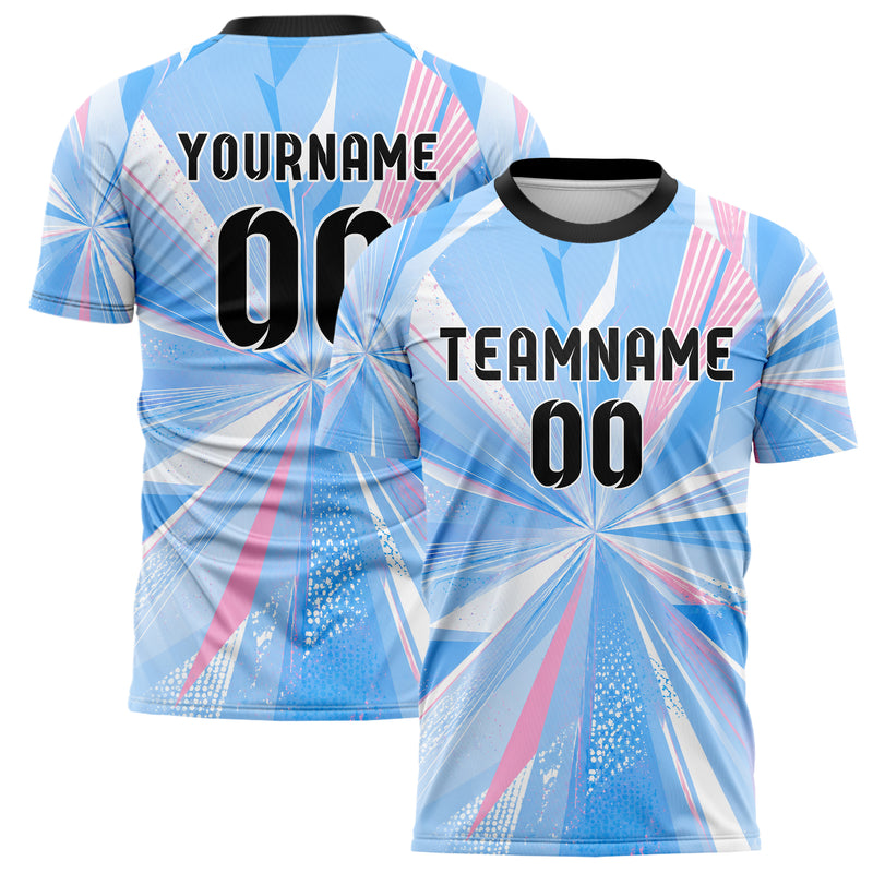 Himmelblau pastelliges abstrakte Linien Speckles Line Accents Design 12-0464 individuelles Fußballtrikot main