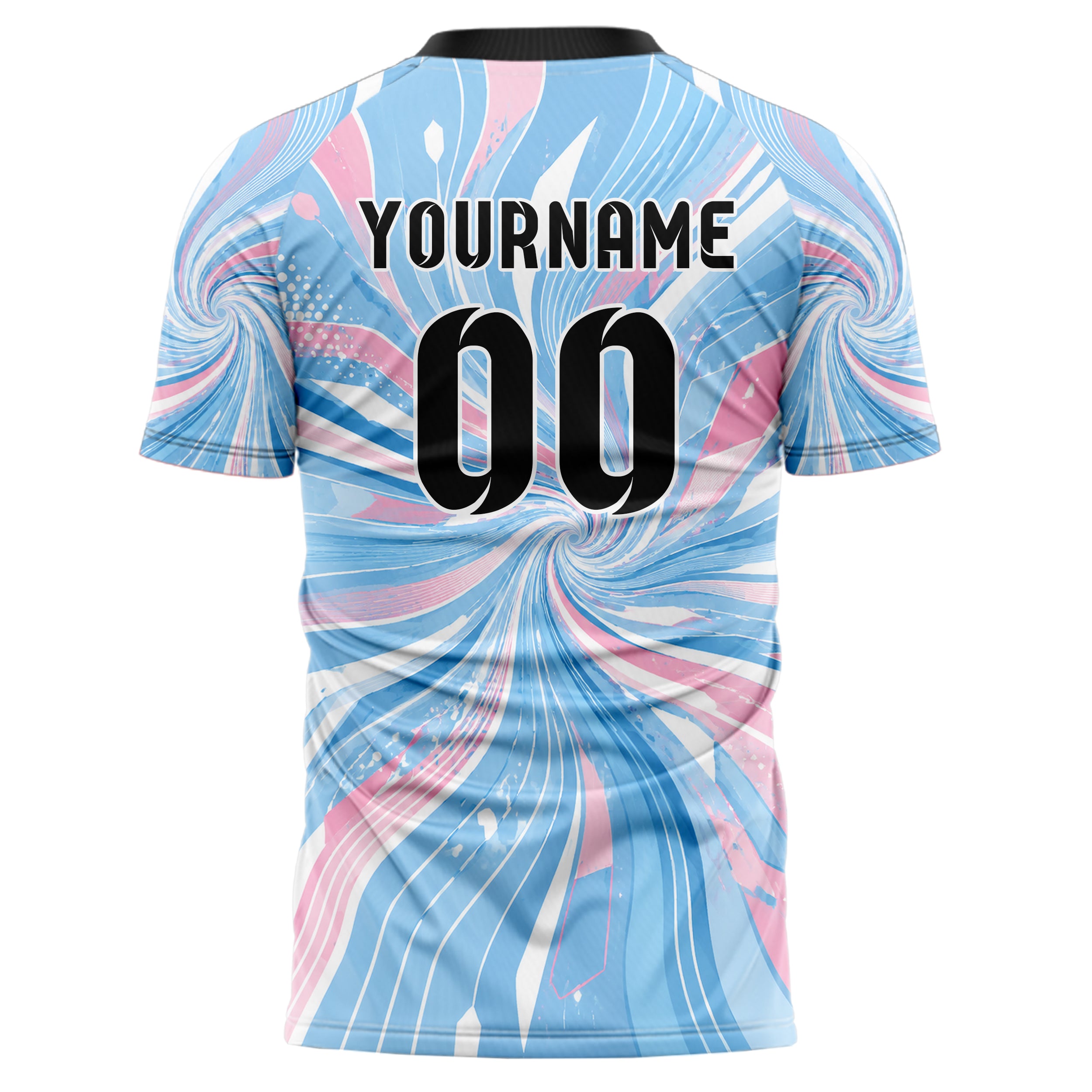 Himmelblau pastelliges abstrakte Linien wavy Parallel Curves Design 12-0494 individuelles Fußballtrikot back