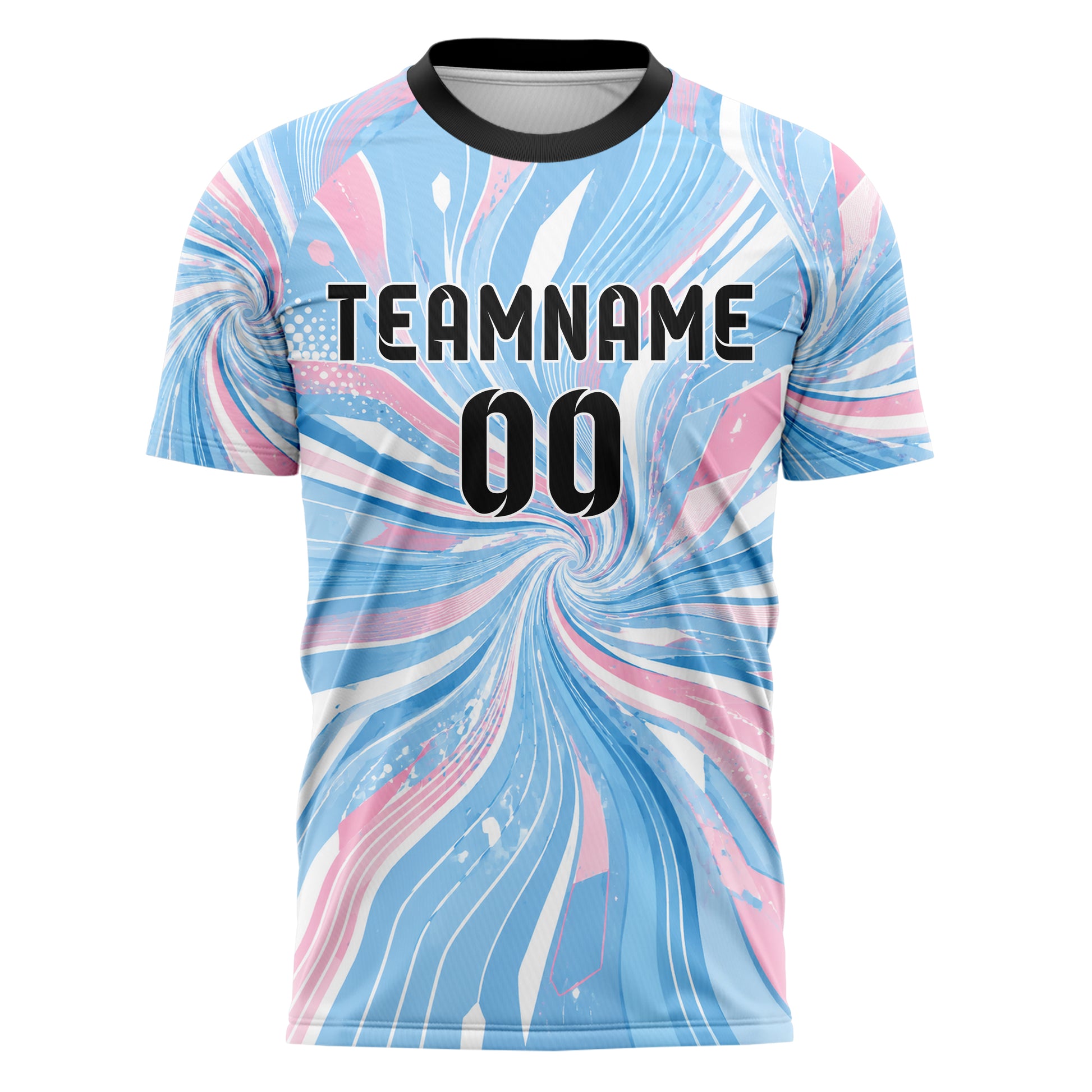 Himmelblau pastelliges abstrakte Linien wavy Parallel Curves Design 12-0494 individuelles Fußballtrikot front
