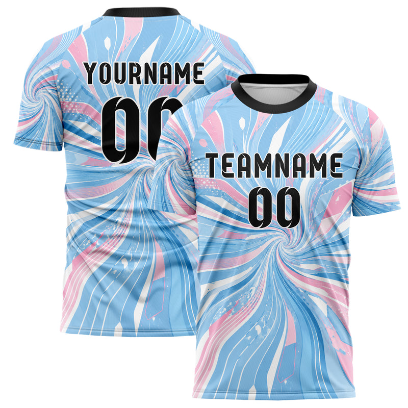 Himmelblau pastelliges abstrakte Linien wavy Parallel Curves Design 12-0494 individuelles Fußballtrikot main