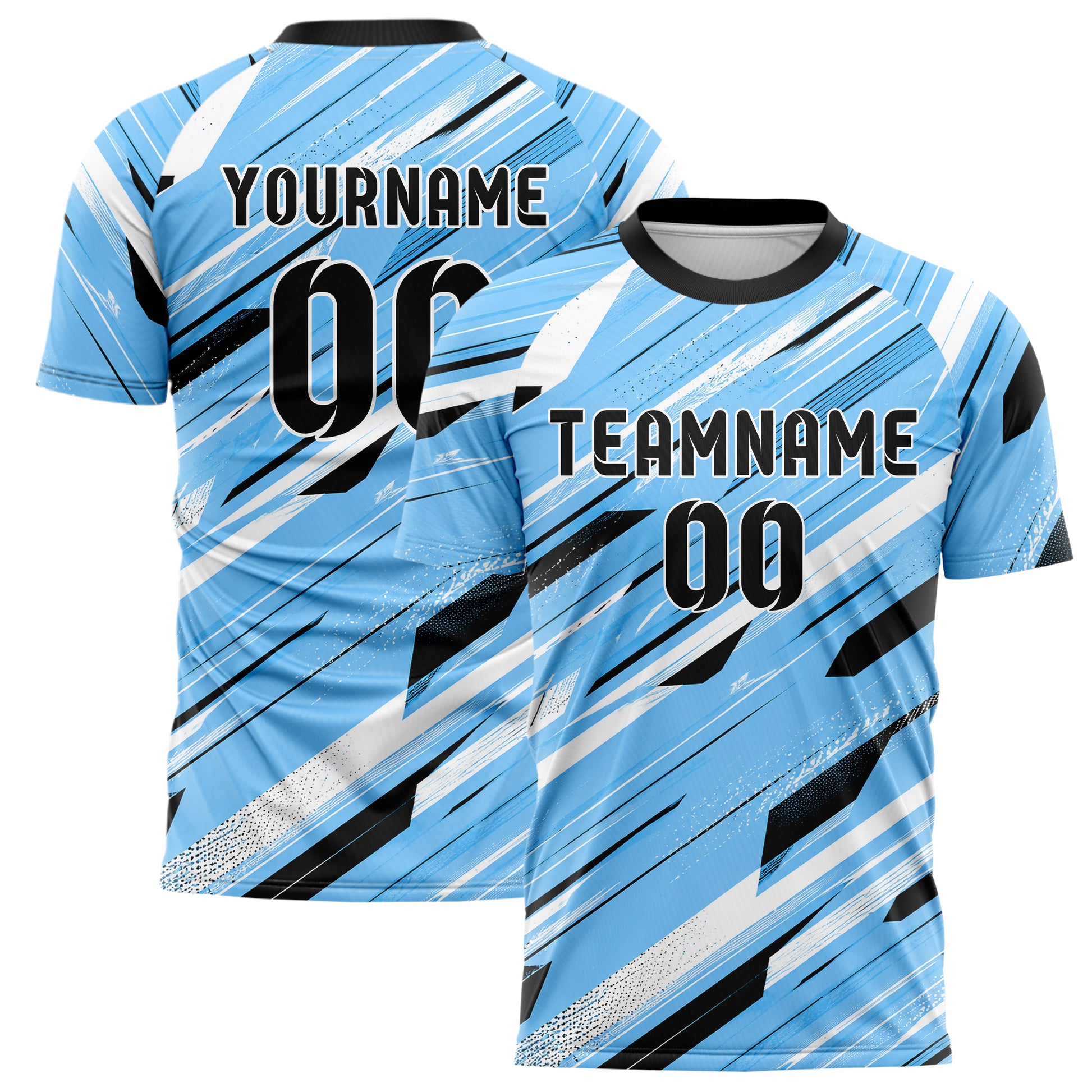 Puderblau lebendiges abstrakte Linien diagonale Streamlines Design 12-0075 individuelles Fußballtrikot main