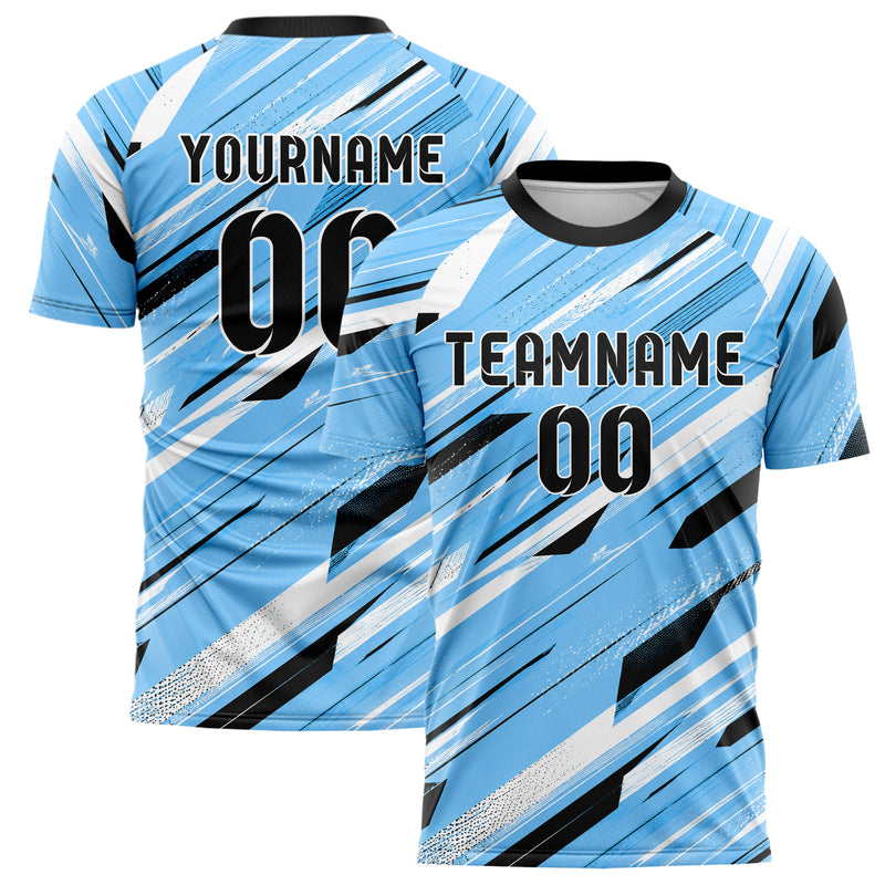 Puderblau lebendiges abstrakte Linien diagonale Streamlines Design 12-0075 individuelles Fußballtrikot main