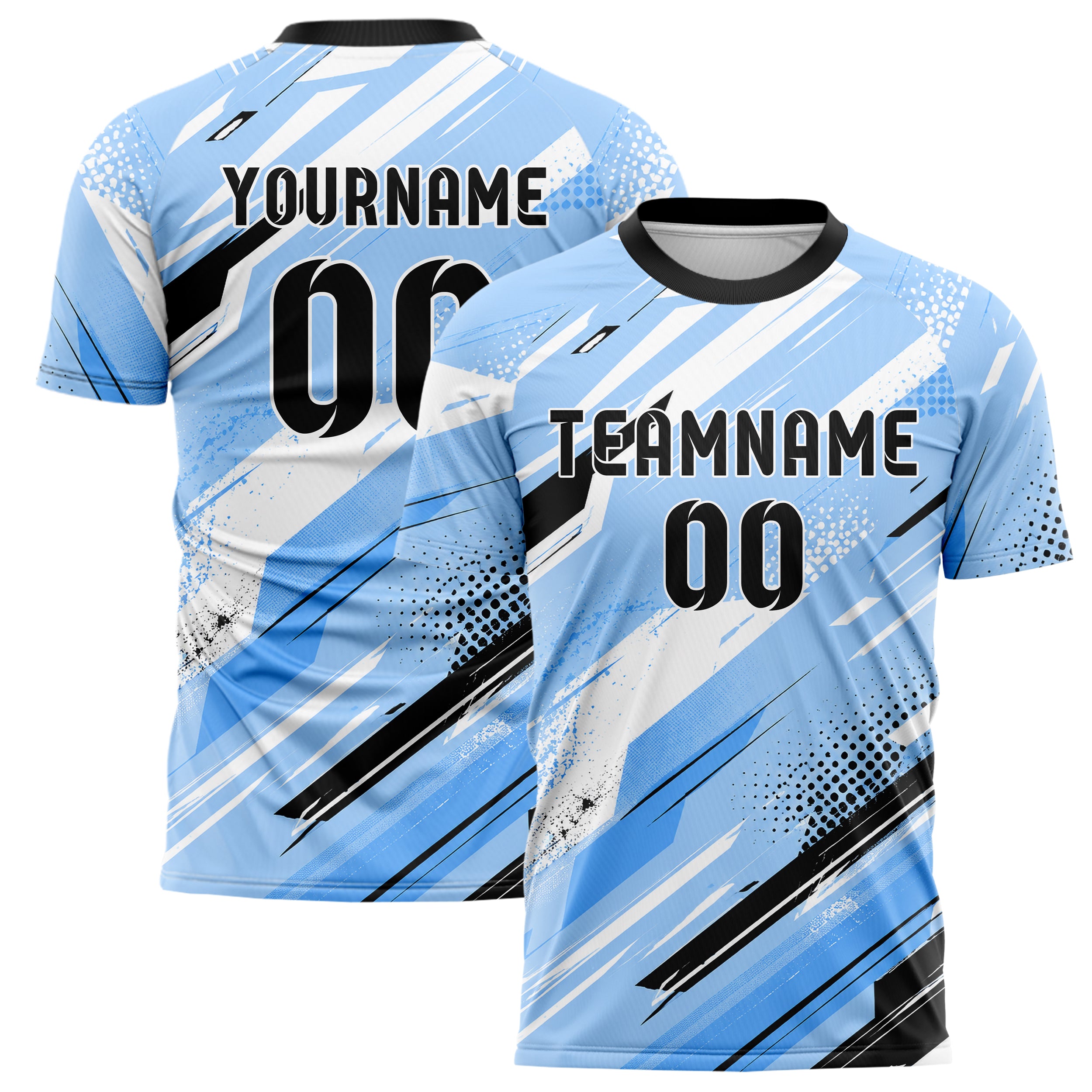 Puderblau lebendiges abstrakte Linien diagonale Streamlines Design 12-0387 individuelles Fußballtrikot main