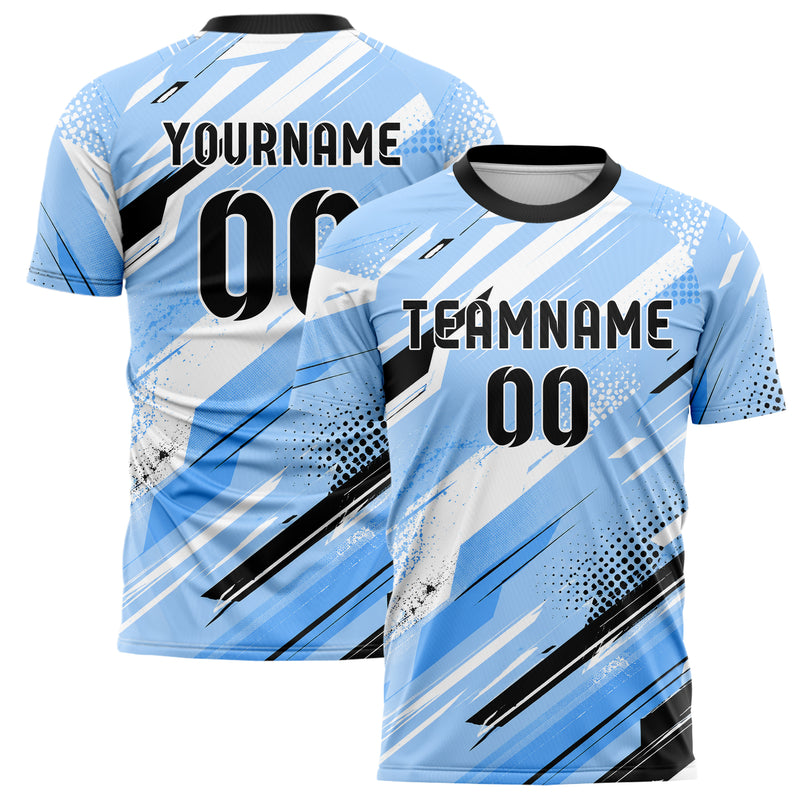 Puderblau lebendiges abstrakte Linien diagonale Streamlines Design 12-0387 individuelles Fußballtrikot main