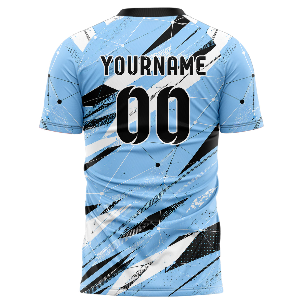Puderblau lebendiges abstrakte Linien Network Web Design 12-0087 individuelles Fußballtrikot back