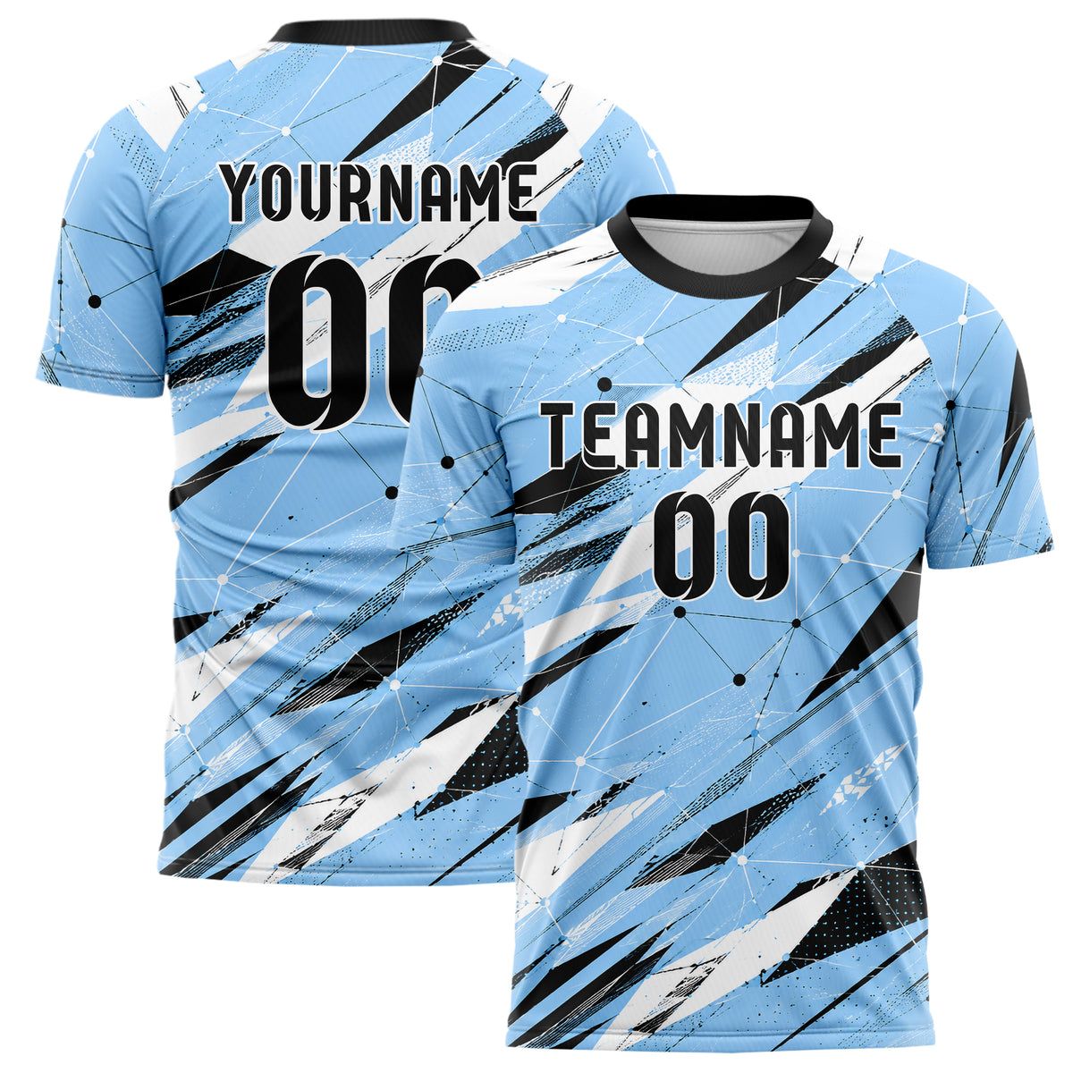 Puderblau lebendiges abstrakte Linien Network Web Design 12-0087 individuelles Fußballtrikot main