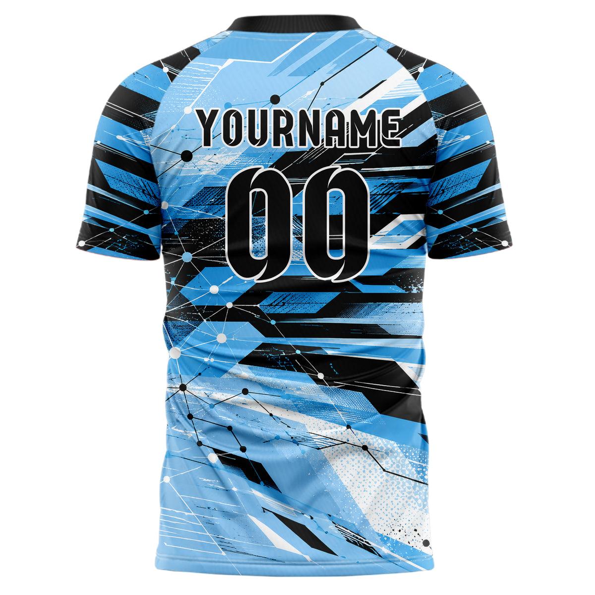 Puderblau lebendiges abstrakte Linien Network Web Design 12-0111 individuelles Fußballtrikot back