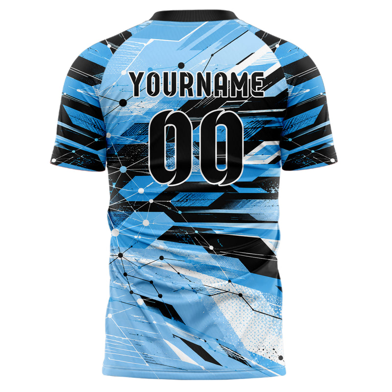 Puderblau lebendiges abstrakte Linien Network Web Design 12-0111 individuelles Fußballtrikot back