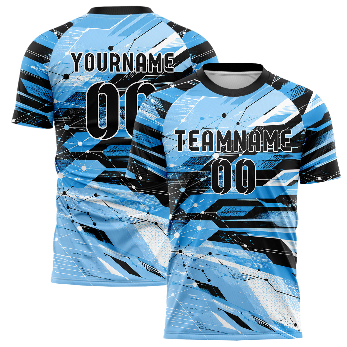 Puderblau lebendiges abstrakte Linien Network Web Design 12-0111 individuelles Fußballtrikot main