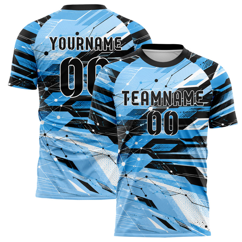 Puderblau lebendiges abstrakte Linien Network Web Design 12-0111 individuelles Fußballtrikot main