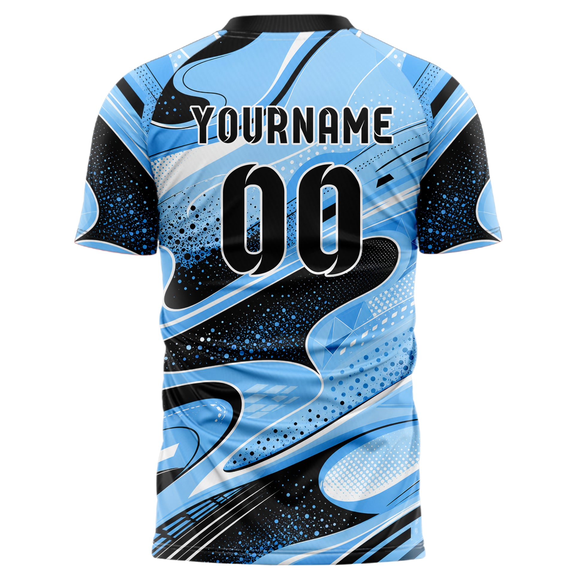 Puderblau lebendiges abstrakte Linien Organic Blobs Outline Design 12-0564 individuelles Fußballtrikot back