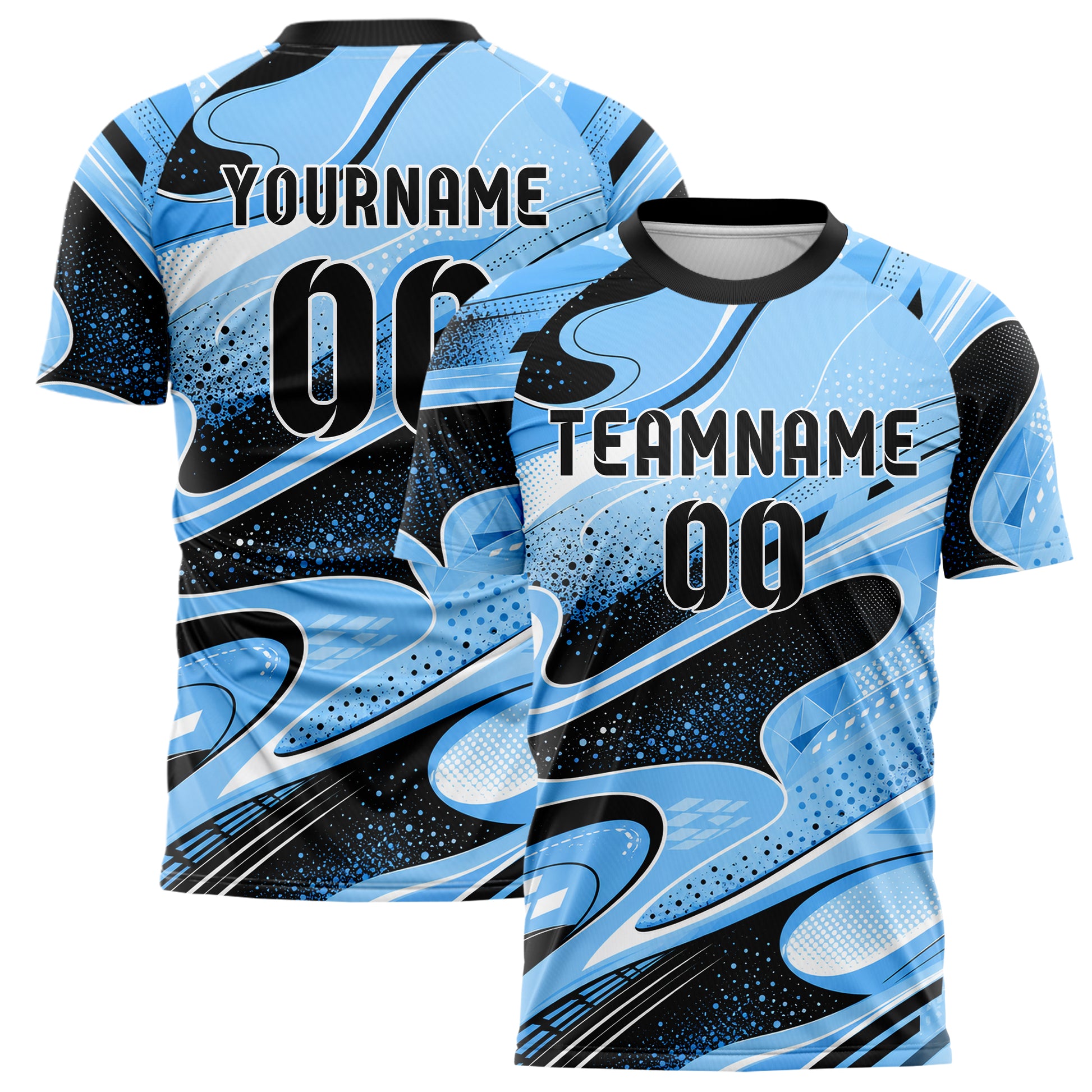 Puderblau lebendiges abstrakte Linien Organic Blobs Outline Design 12-0564 individuelles Fußballtrikot main
